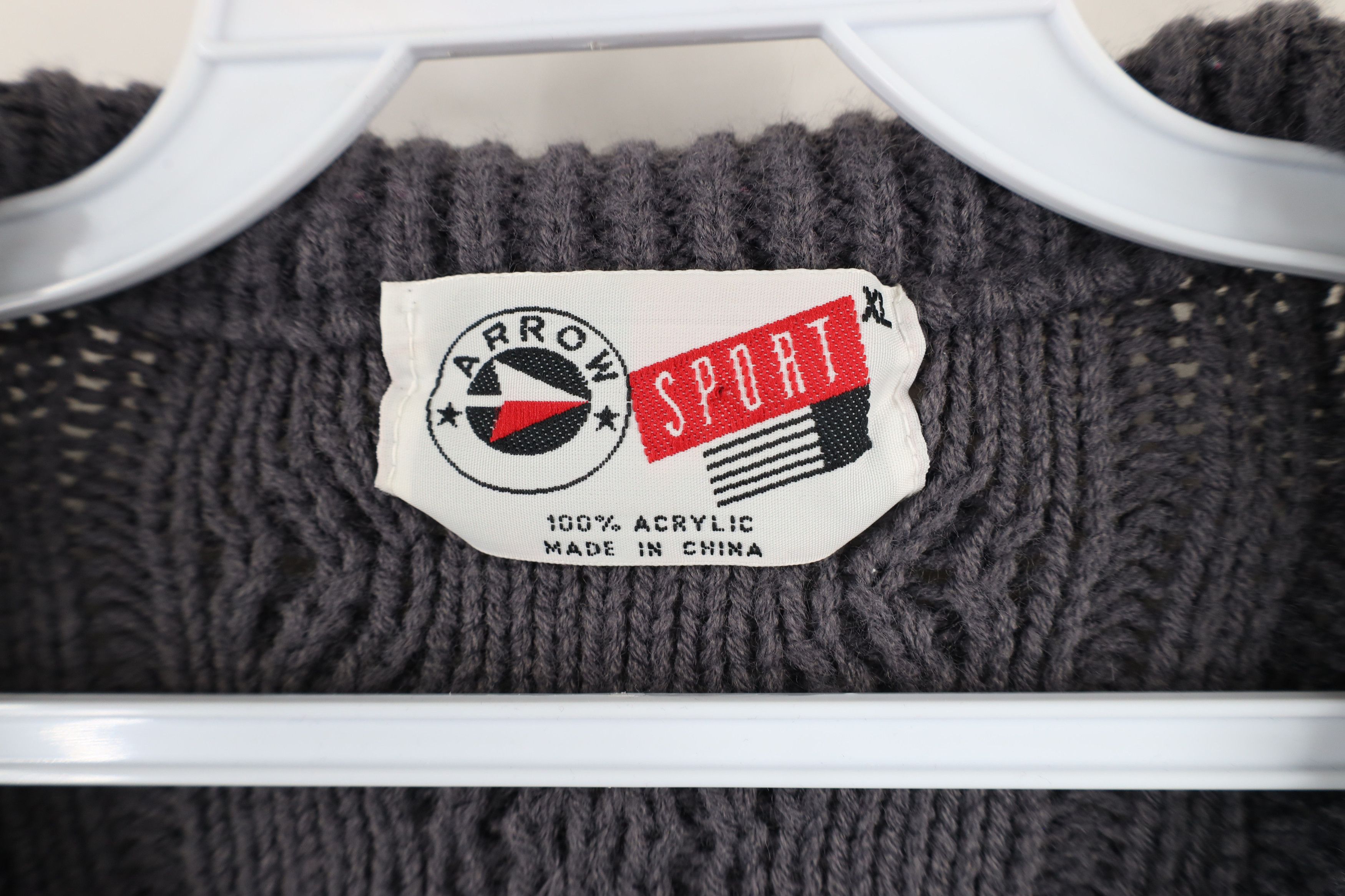 Vintage Vintage 90s Streetwear Cable Knit Fisherman Sweater Gray Size US XL / EU 56 / 4 - 5 Thumbnail