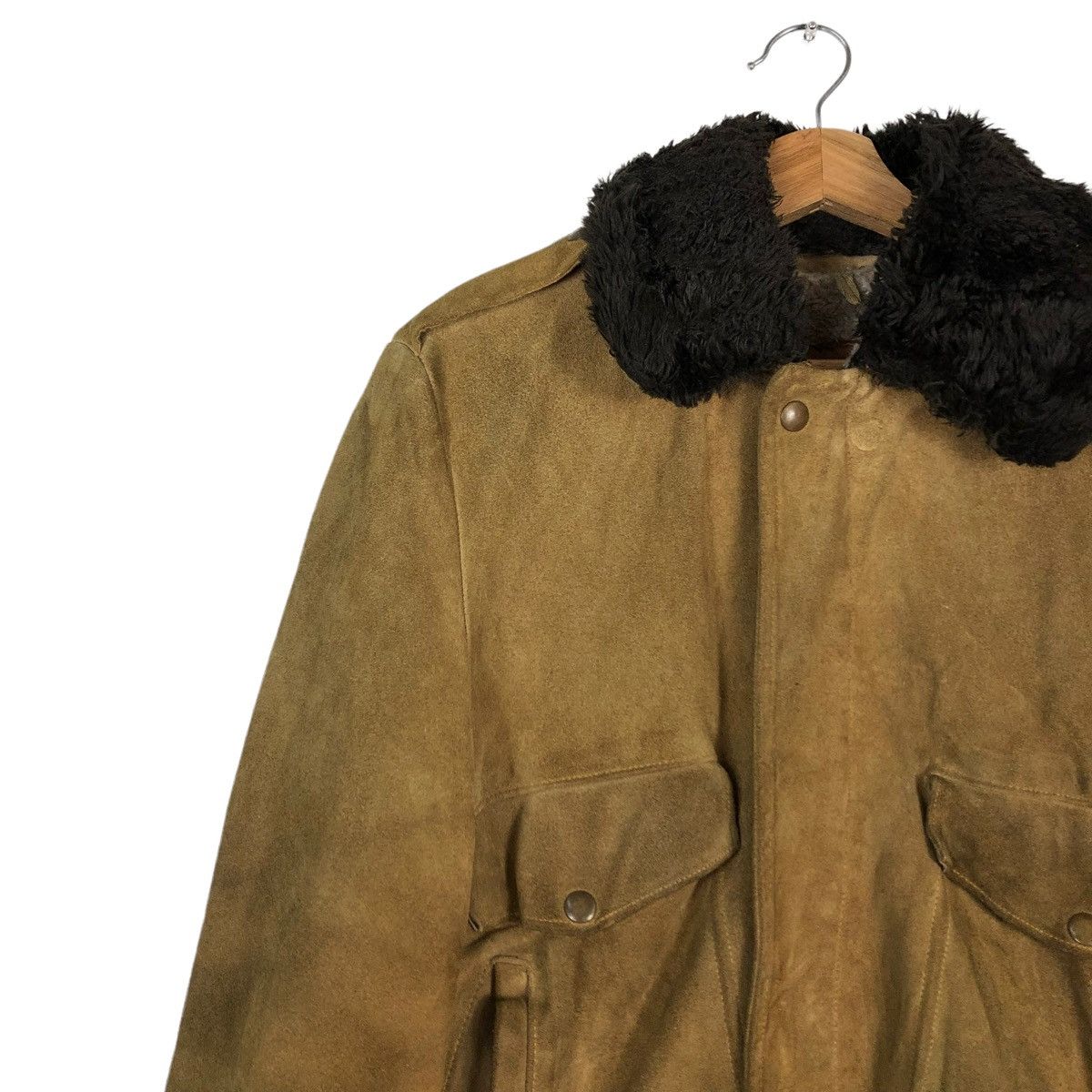 Genuine Leather 🔥TRUE VINTAGE 70’s WILLIAM BARRY USA SHERPA LINING MILITARY Size US M / EU 48-50 / 2 - 5 Thumbnail