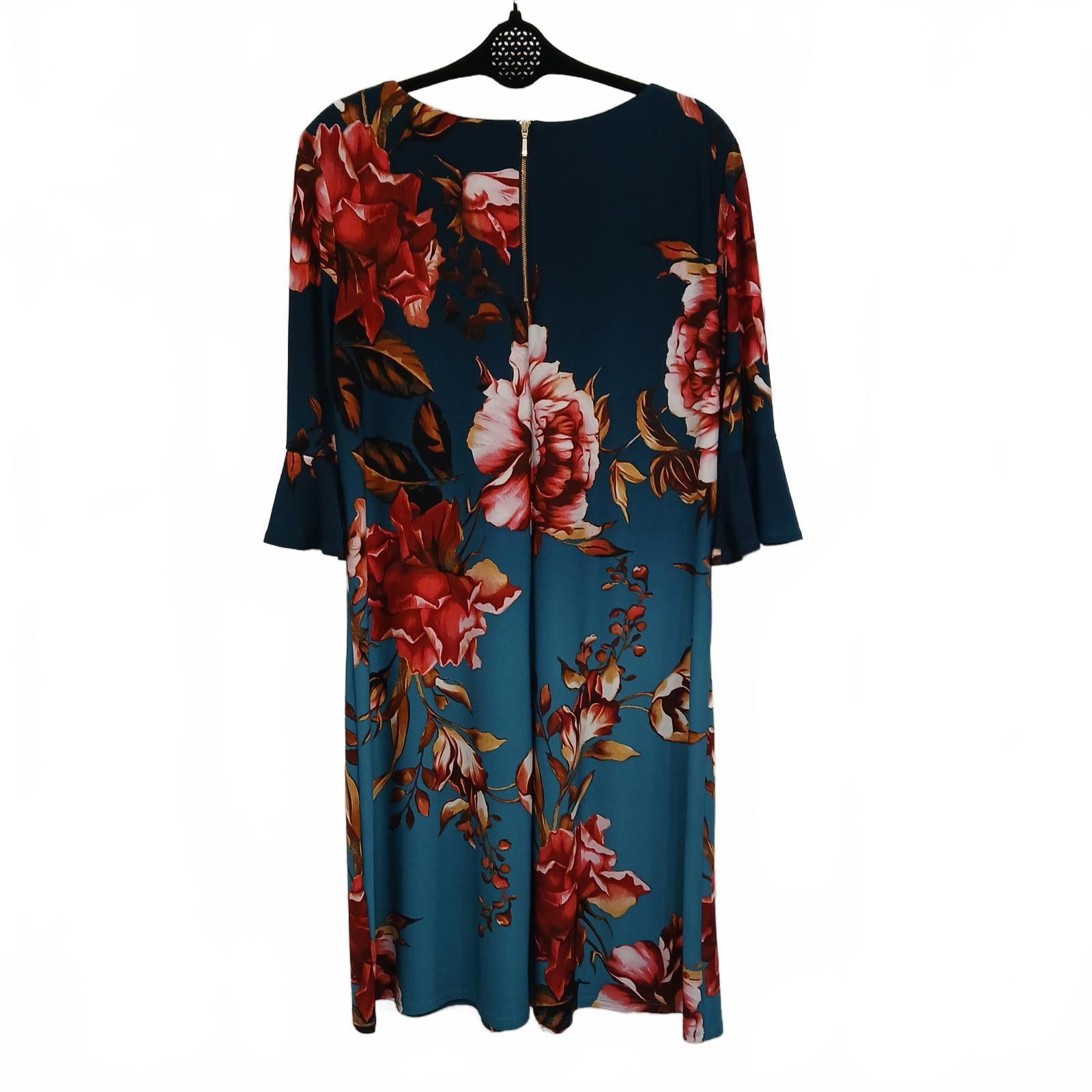 Designer Roz & ALI Keyhole Floral Dress Bell Sleeve Women's Size M / US 6-8 / IT 42-44 - 7 Thumbnail