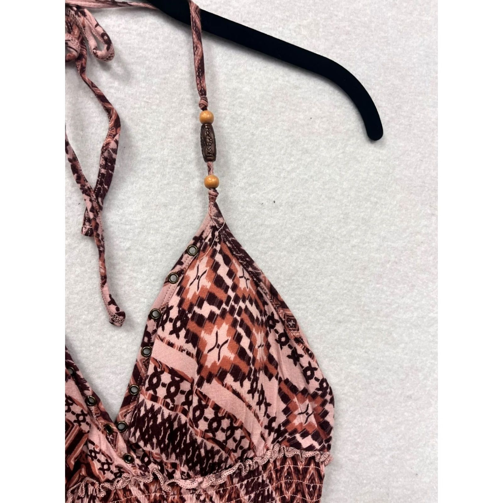 Guess Guess Womens Medium Pink Geometric Print Halter Dress With Ruffle Hem #6687 Size M / US 6-8 / IT 42-44 - 7 Thumbnail