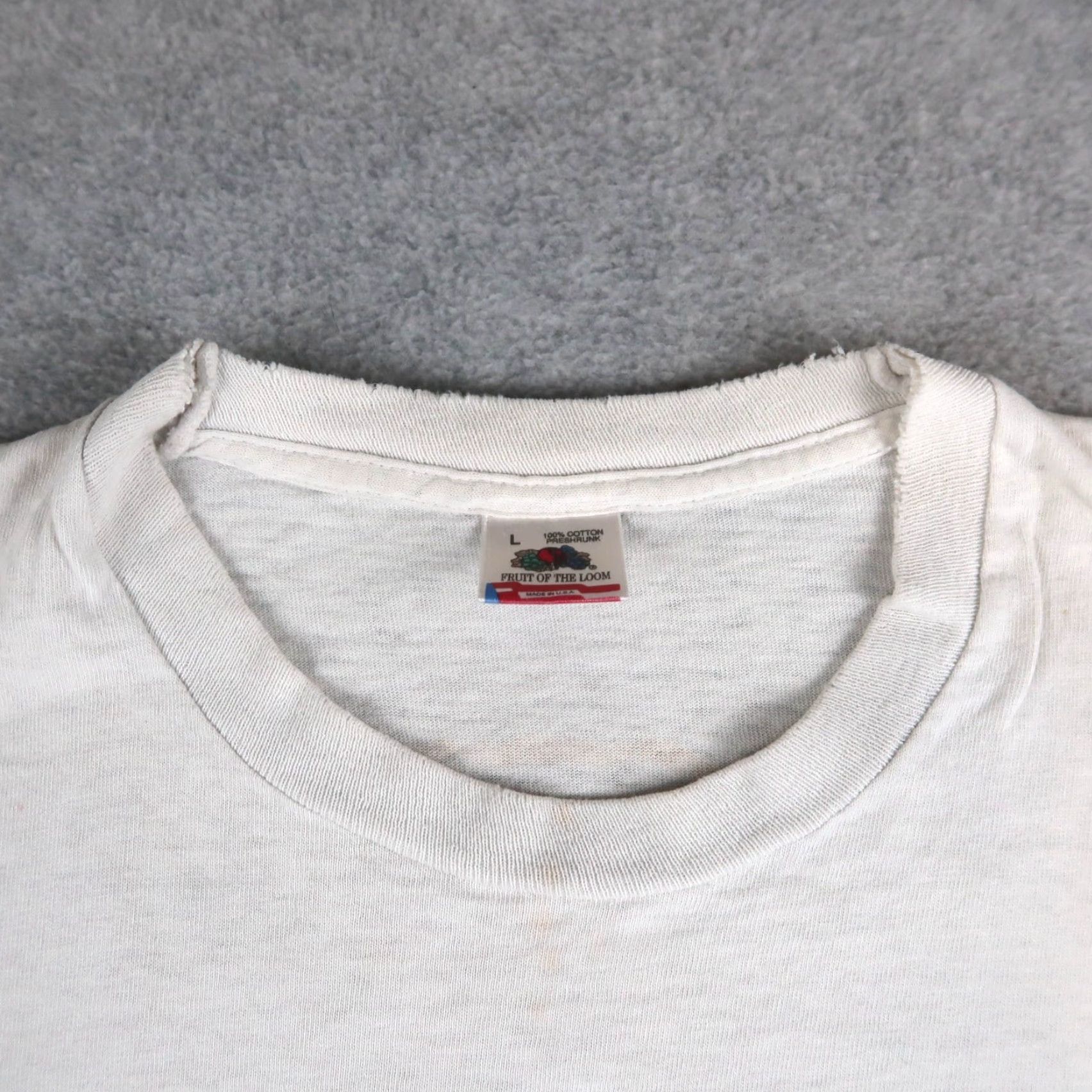 Fruit Of The Loom VINTAGE 90s T-Shirt Lifeguard Tough Job Somebody Gotta Do It Single Stitch Fruit of the Loom White Cotton Graphic Print Crew Neck Short Sleeve Men's L Size US L / EU 52-54 / 3 - 4 Thumbnail