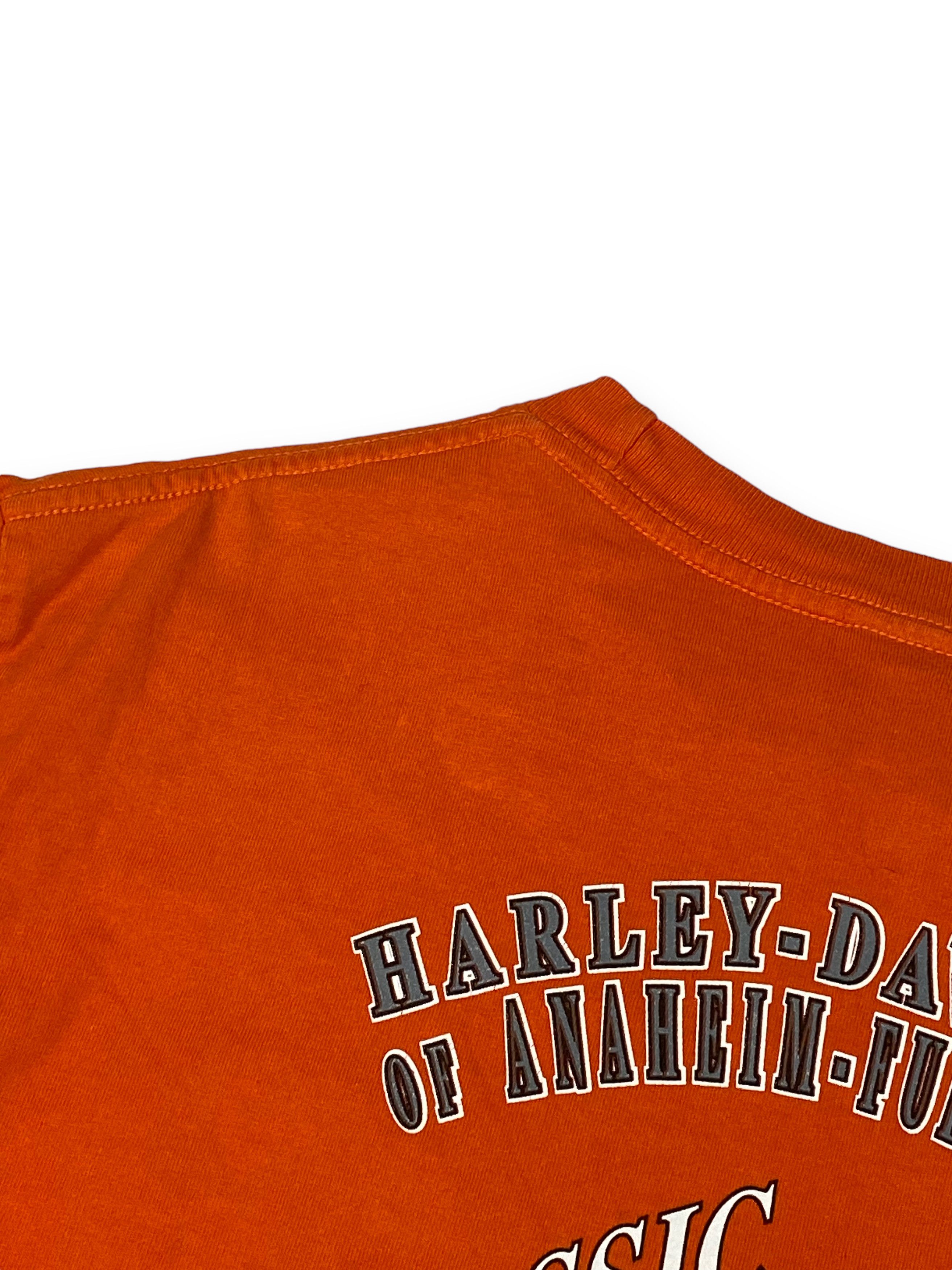 Harley Davidson Vintage HARLEY DAVIDSON US Made Big Logo Orange T-Shirt M745 Size US L / EU 52-54 / 3 - 10 Thumbnail