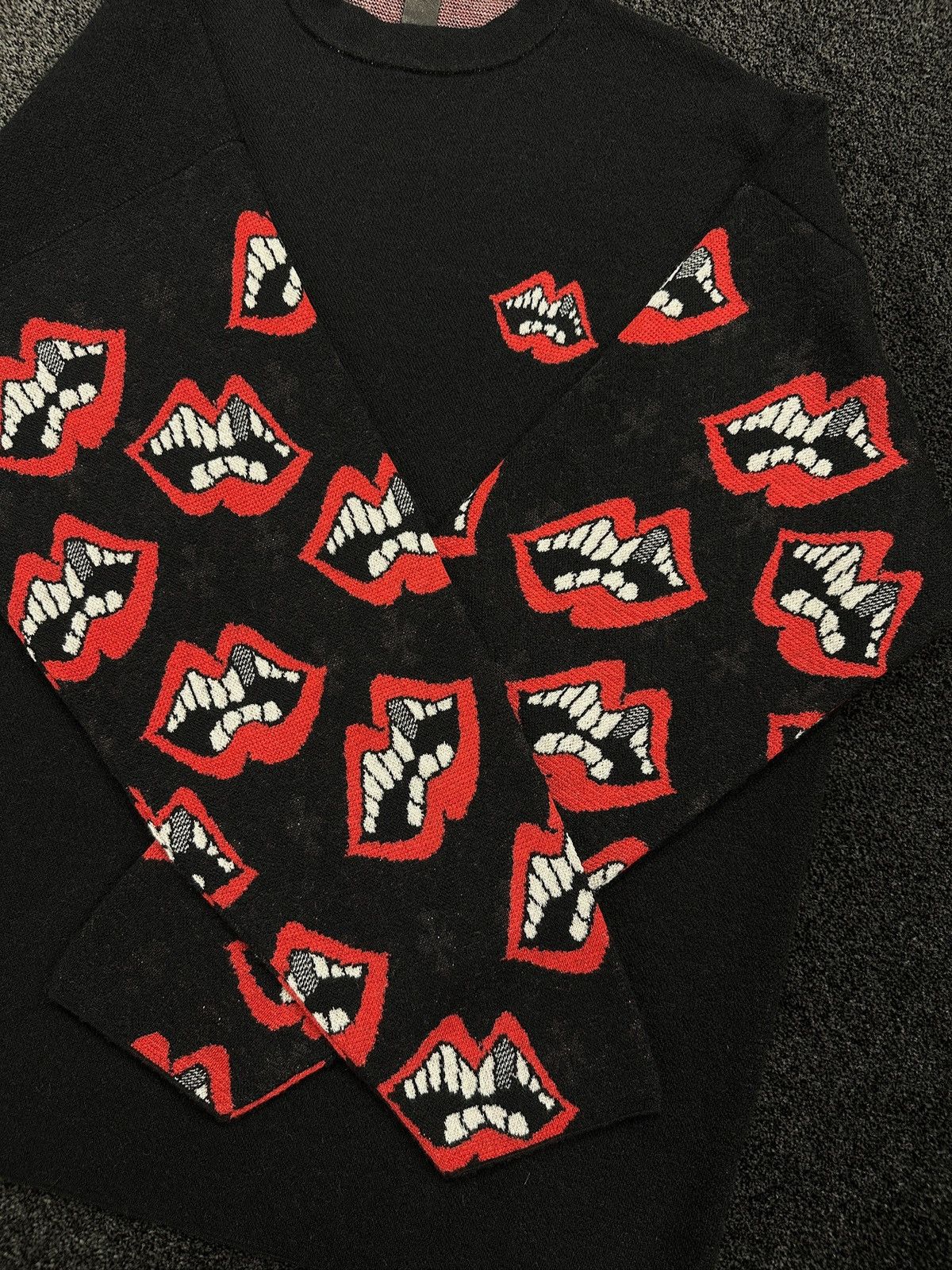 Chrome Hearts Matty Boy Lips Logo Cashmere Jumper Black Red