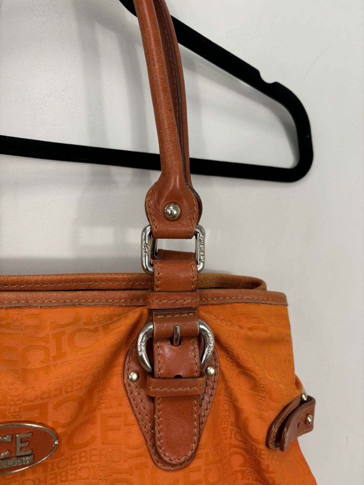 Iceberg Iceberg Vintage Designer Rare Orange Canvas Leather Tote Bag Size ONE SIZE - 7 Thumbnail