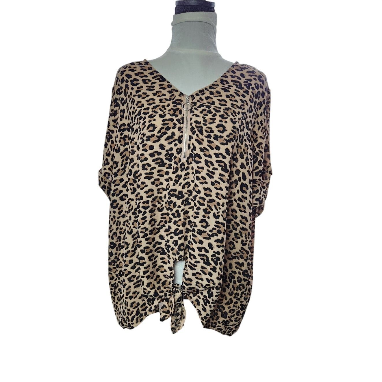 Other Justify Plus Size 1X Blouse Animal Print Short Sleeve Size XL / US 12-14 / IT 48-50 - 1 Thumbnail