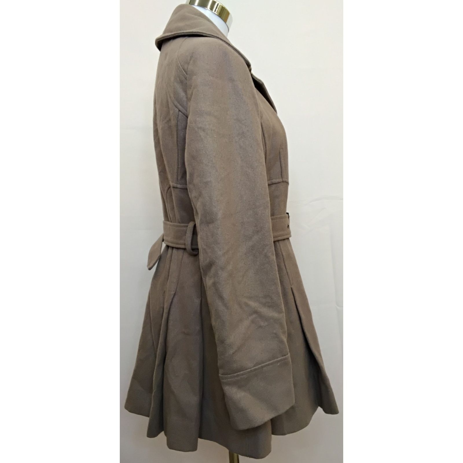 Guess Guess Pea Coat Women's M Taupe Wool Blend Belted Y2K Size M / US 6-8 / IT 42-44 - 4 Thumbnail