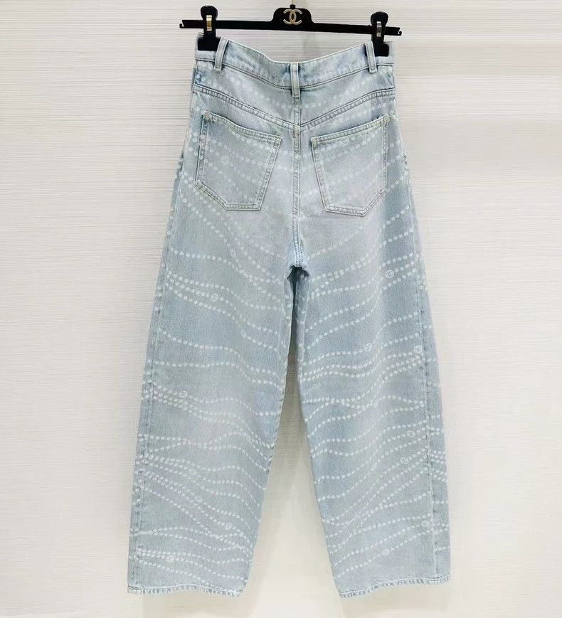 Chanel Chanel 25P light blue pearl jeans wide-leg trousers Size 24" / US 00 / IT 34 - 2 Thumbnail