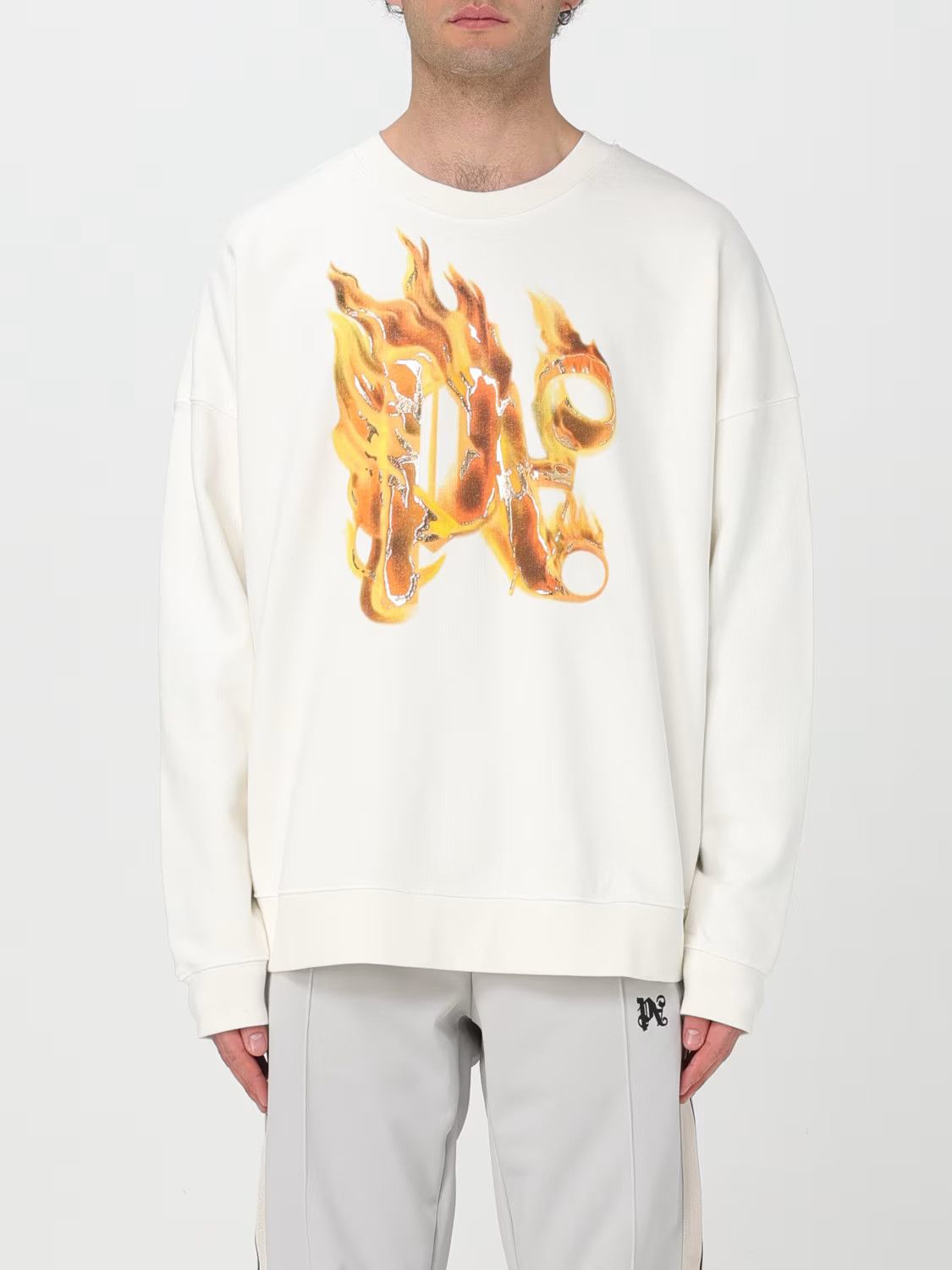 Palm Angels o1s22i1n1224 Crewneck Sweatshirt in White Size US M / EU 48-50 / 2 - 1 Thumbnail