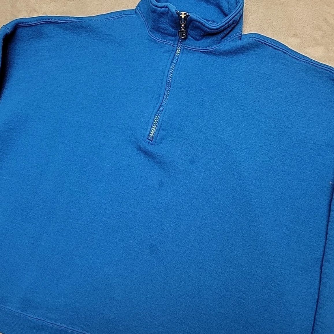 Russell Athletic VTG Russell Sweatshirt Mens XL Blue 1/4 Zip Cropped Made in USA Y2K Russell Athletic Sweatshirt MTG 90s USA American Mens XL Blue Size US XL / EU 56 / 4 - 4 Thumbnail
