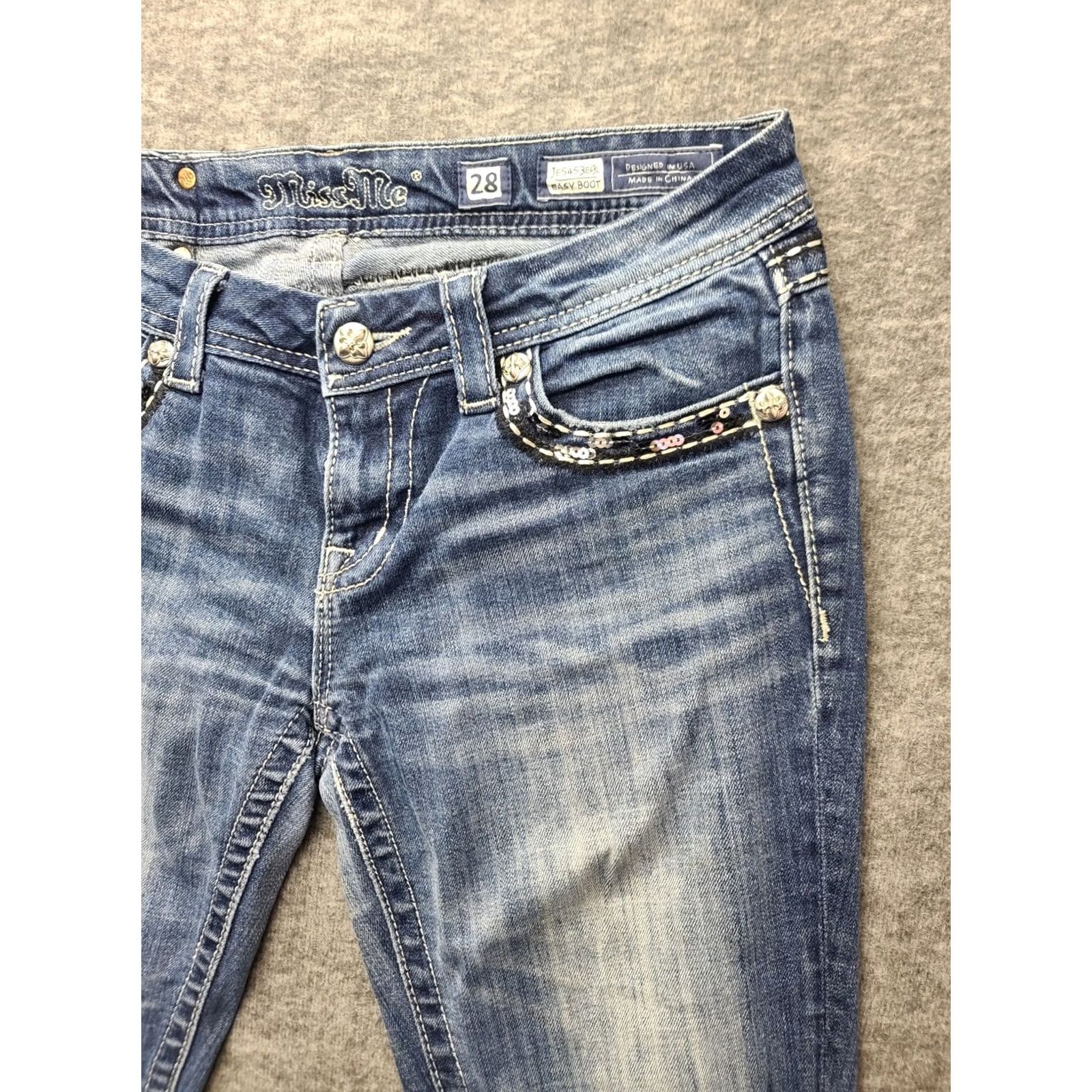 Miss Me Miss Me Jeans Womens 28x29 Regular Fit Bootcut Mid Rise Distressed Stretch Blue 28x29 Denim 5-Pocket Miss Me Western Y2K Womens Jeans Size 28" / US 6 / IT 42 - 7 Thumbnail