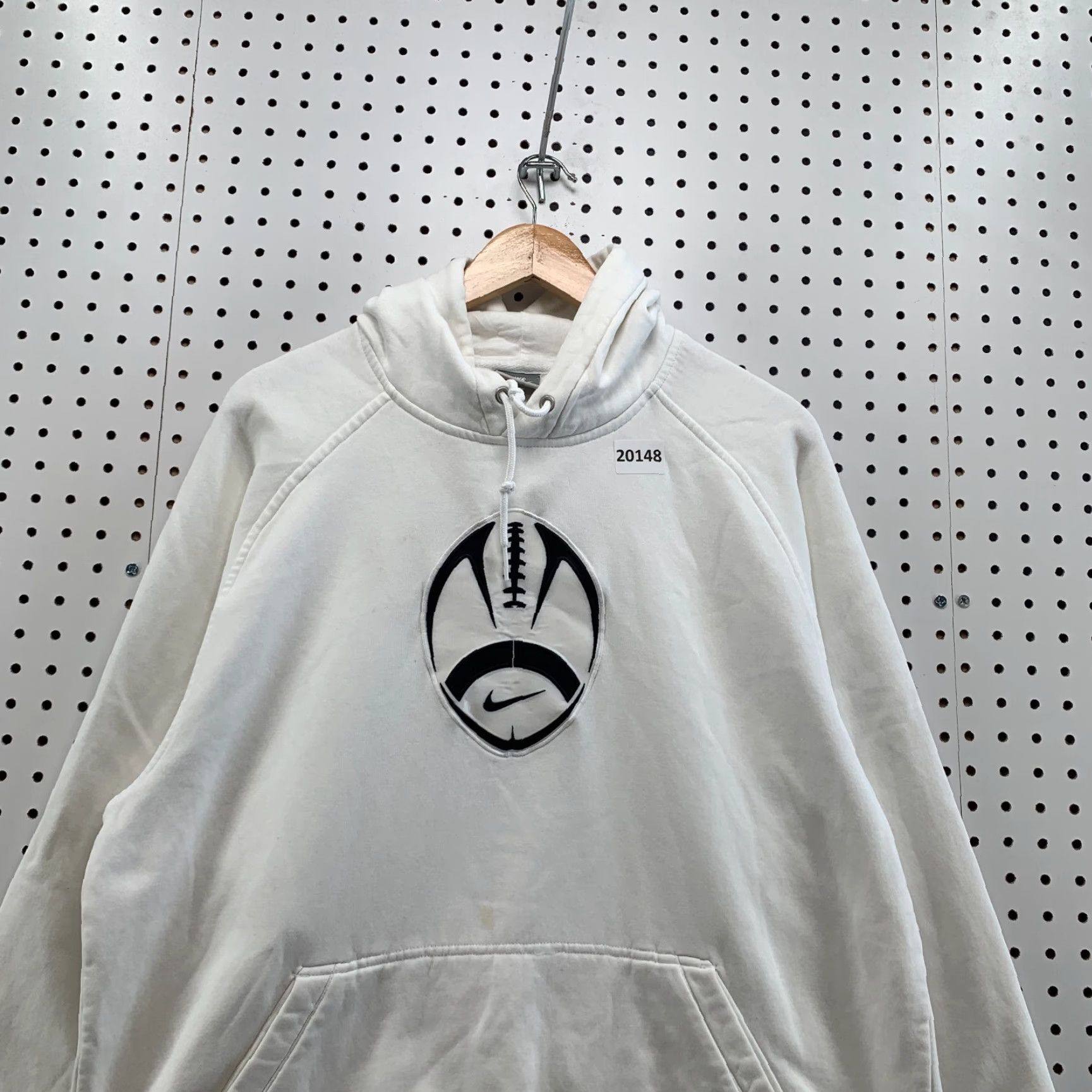 Nike Vintage Nike Football Hooded Sweatshirt White Center Swoosh Men M Size US M / EU 48-50 / 2 - 2 Thumbnail