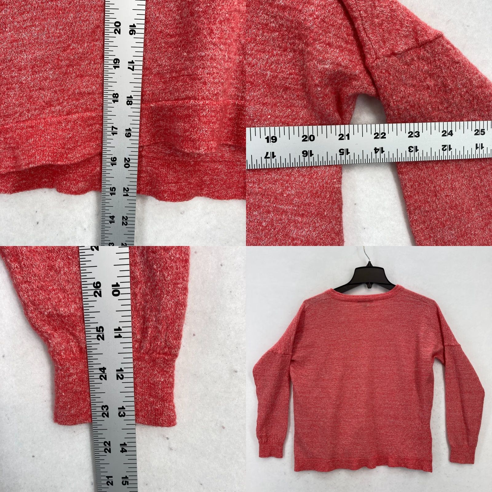 J.Crew J.Crew Merino Wool Linen Blend Sweater Women's XL Red V-Neck Side Split Preppy Pullover Shirt/Hoodie Size XL / US 12-14 / IT 48-50 - 8 Thumbnail