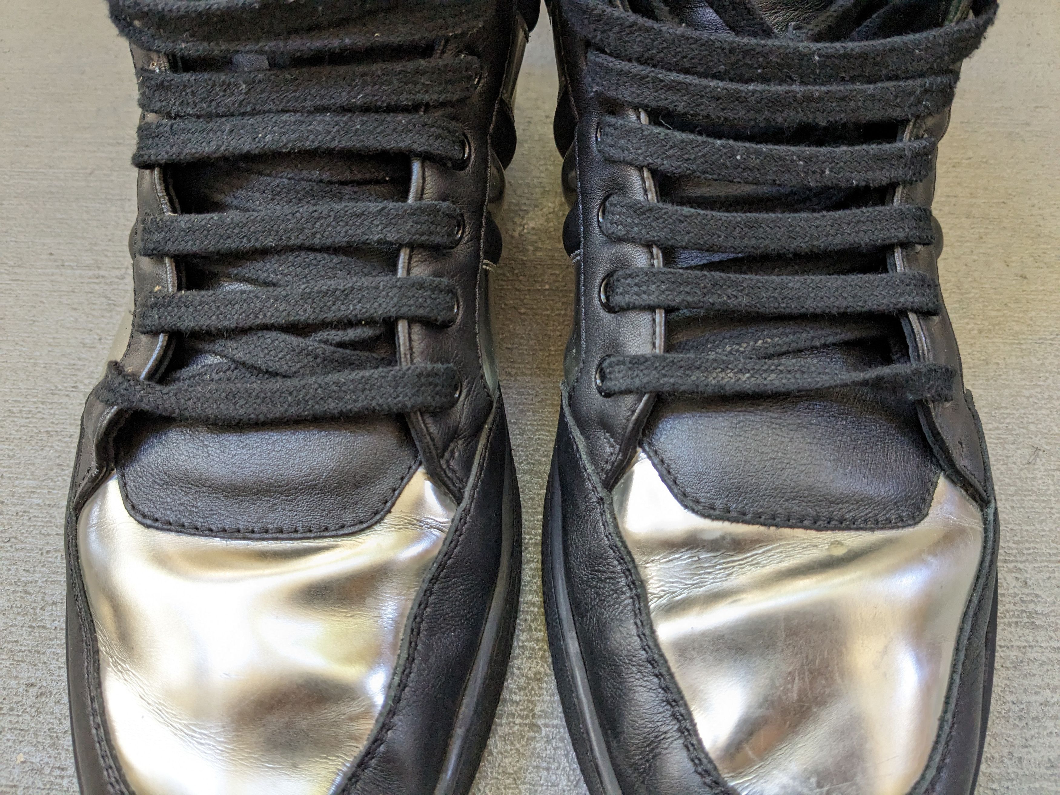 Gucci Gucci Sneakers Black Silver 8.5 High Tops Leather Size US 8.5 / EU 41-42 - 2 Thumbnail