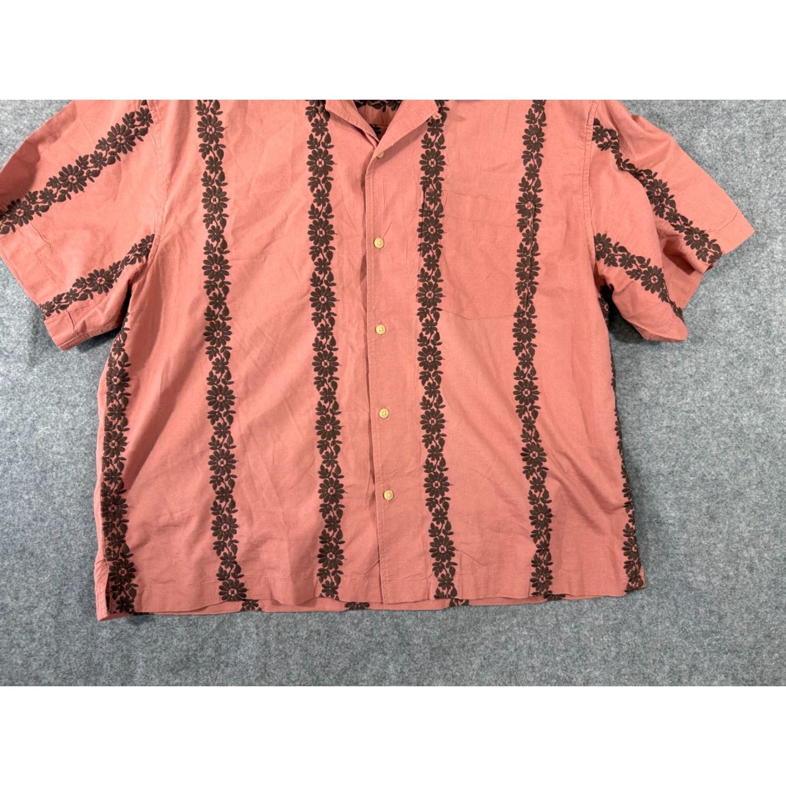 American Eagle Outfitters American Eagle Shirt Mens L Pink Floral Embroidered Button-Up Short Sleeve Relaxed Fit Size US L / EU 52-54 / 3 - 4 Thumbnail