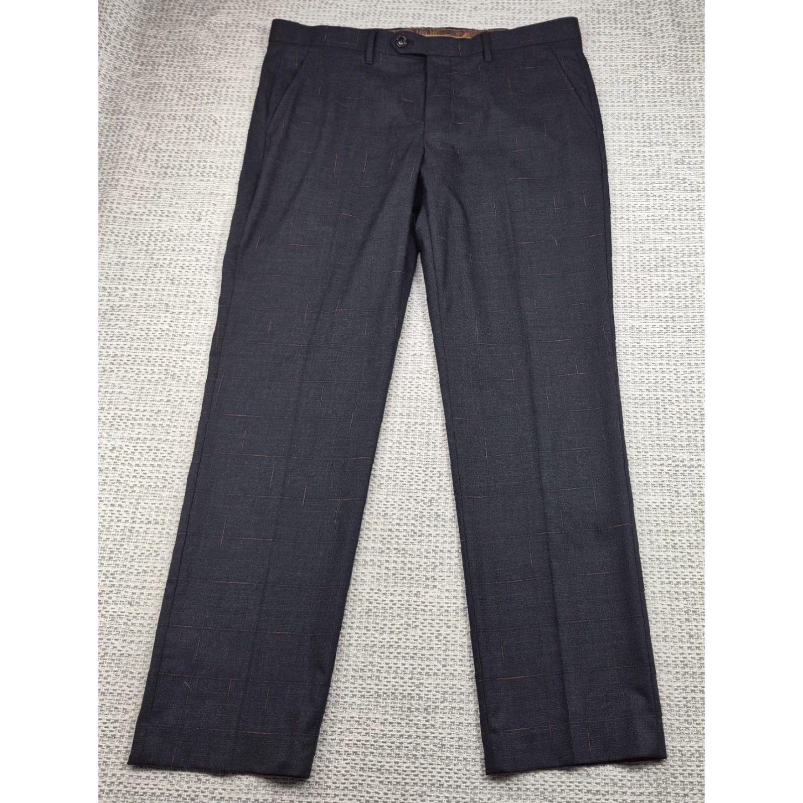 Murano Murano Alex Fit Dress Pants Mens 38x32 Gray Plaid Flat Straight Leg Business Size US 38 / EU 54 - 2 Thumbnail