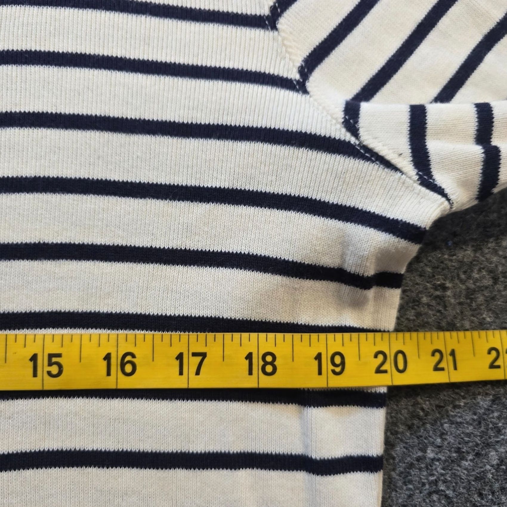 Vintage LL Bean Sweater Womens Size 1X White Blue Stripe Boat Neck Pullover Knit Cotton 3/4 Sleeve Casual Mens Womens Girls Boys Size XL / US 12-14 / IT 48-50 - 7 Thumbnail
