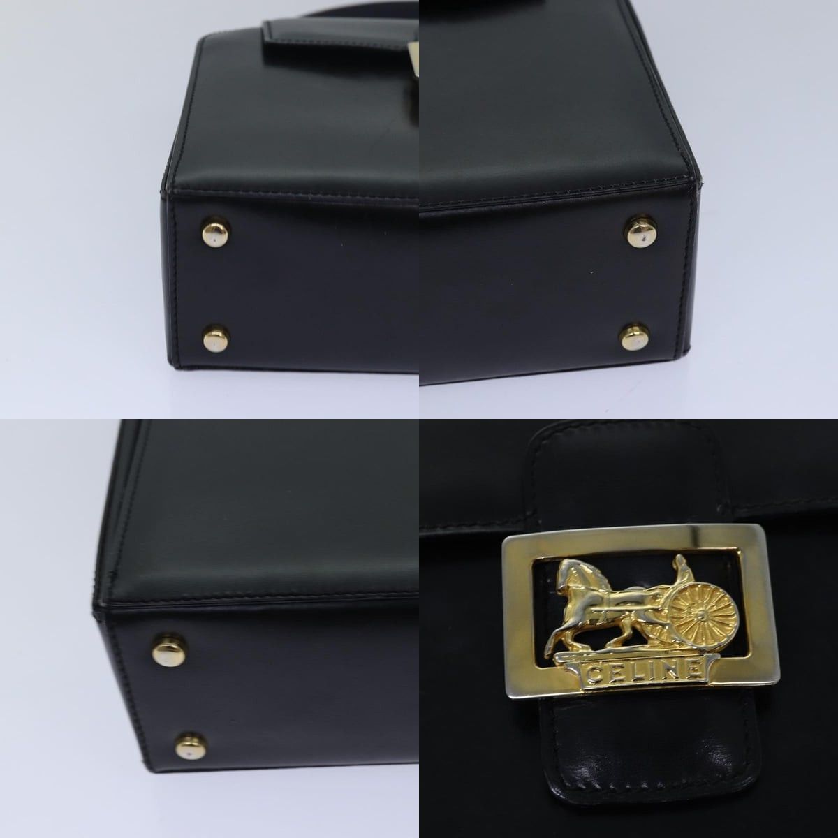 Celine CELINE Hand Bag Leather Black Size ONE SIZE - 10 Thumbnail