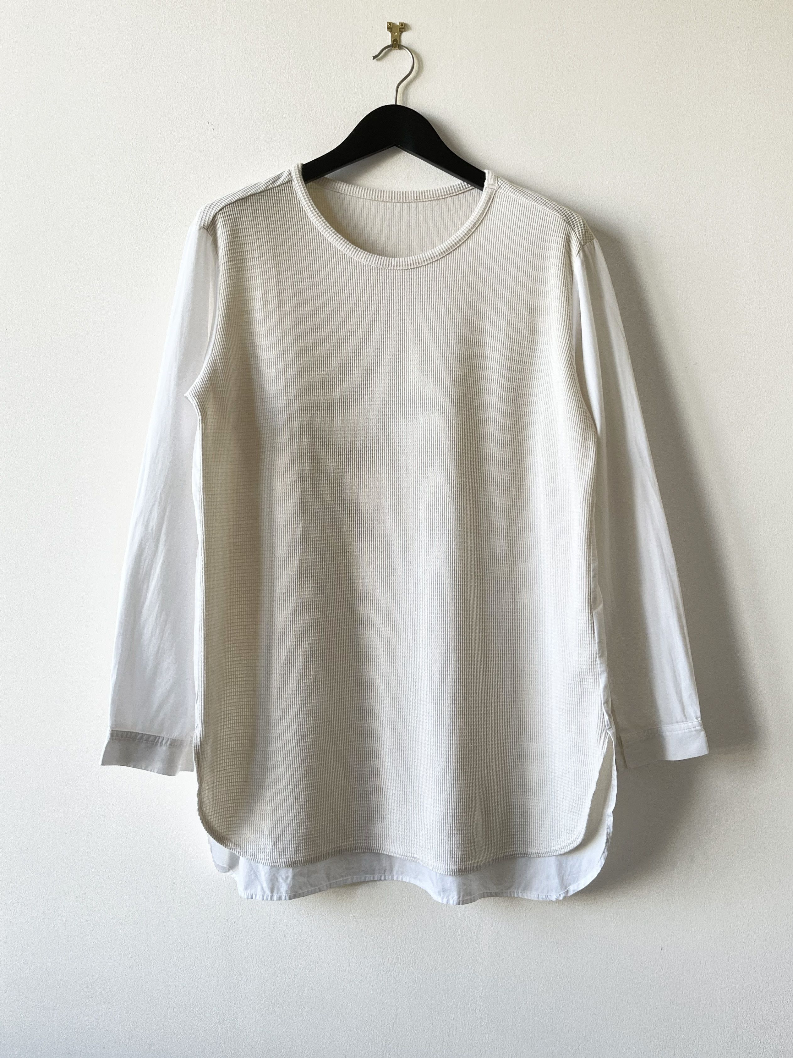 Yohji Yamamoto Y's waffle knit with cotton woven sleeves