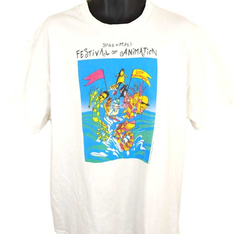 Delta VINTAGE Spike & Mike Festival T Shirt Mens XL White 90s Delta USA T-Shirt Size US XL / EU 56 / 4 - 2 Thumbnail