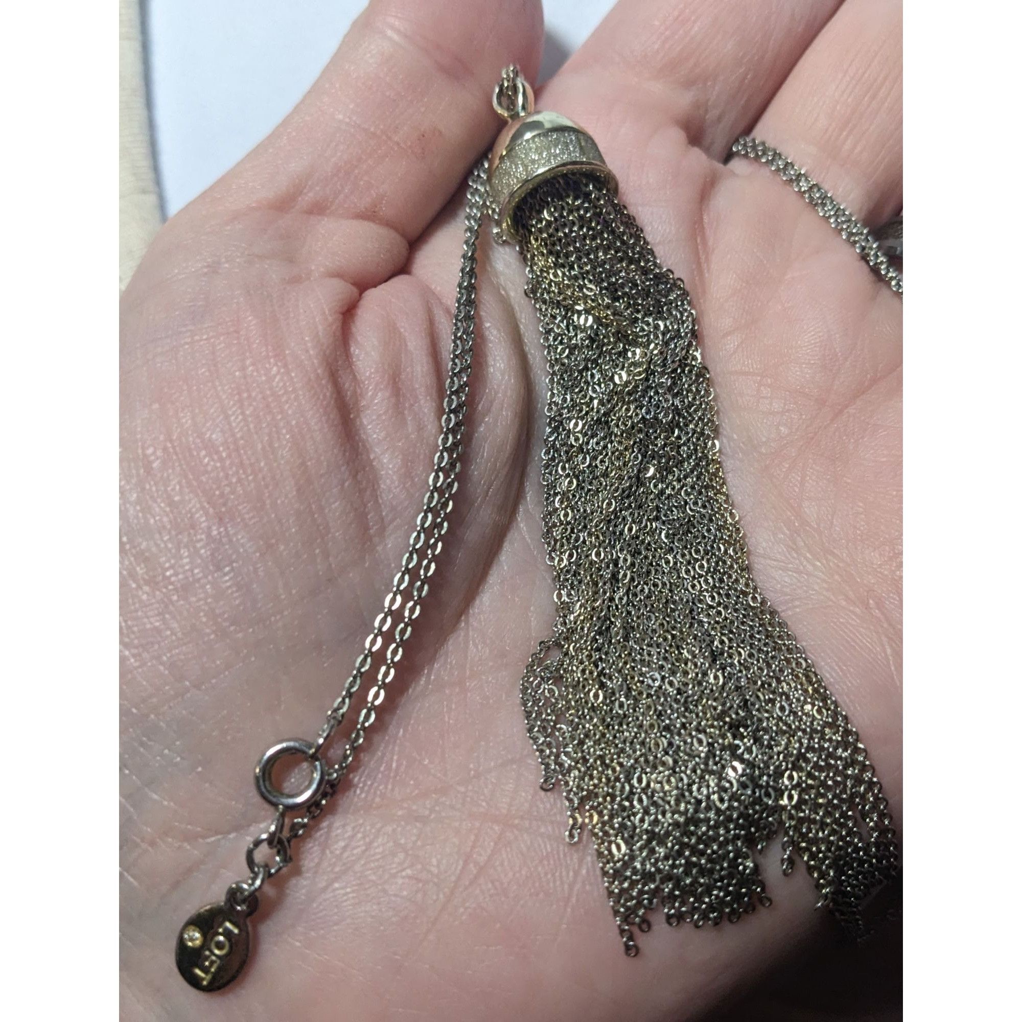 Loft Loft Silver Tone Fine Chain Glitter Tassel Necklace Size ONE SIZE - 8 Thumbnail