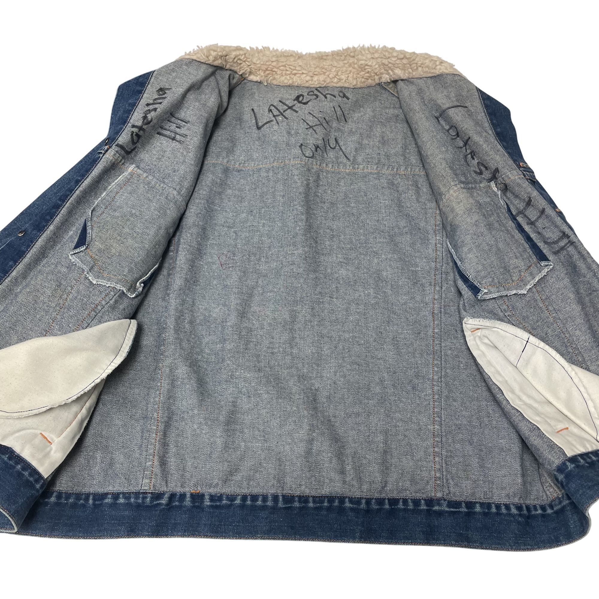 Levi's Vtg LEVIS Blue Jean Coat FLEECE Collar Denim TRUCKER Jacket Size US XL / EU 56 / 4 - 8 Thumbnail