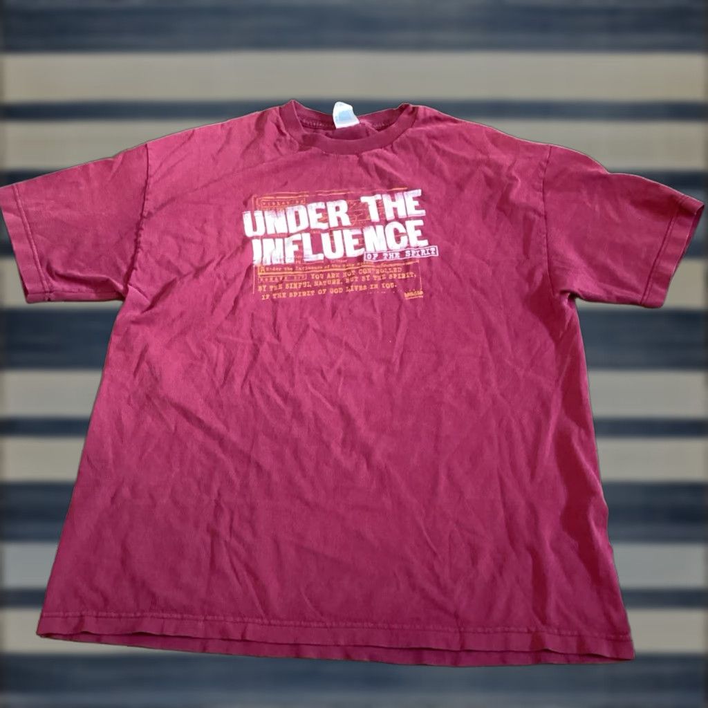 Vintage VINTAGE Alstyle T-Shirt Red Short Sleeve Crew Neck XL Jesus Comedy Drug Under The Influence Of The Spirit 2000s Mens Size US XL / EU 56 / 4 - 1 Thumbnail