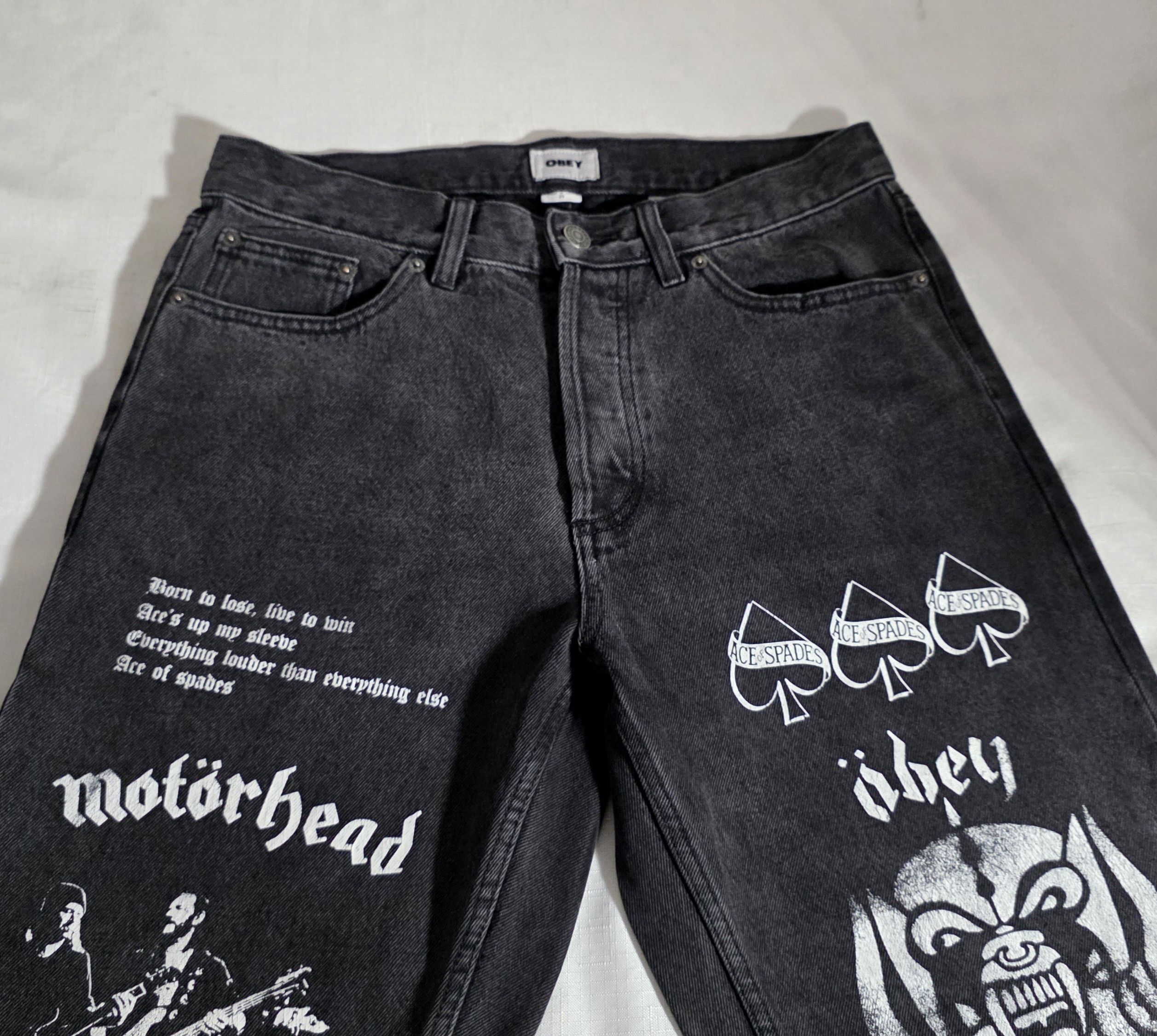 Obey Obey x Motörhead denim jeans test print black faded wash 29 Size US 29 - 6 Thumbnail