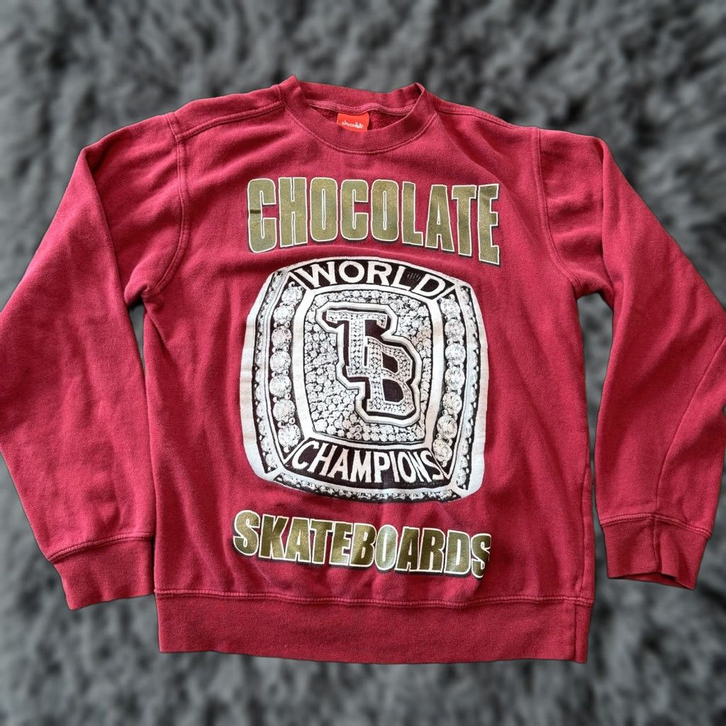 CHOCOOLATE VINTAGE Chocolate Skateboards World Champions Red Crewneck Sweatshirt Men Medium Size US M / EU 48-50 / 2 - 1 Thumbnail