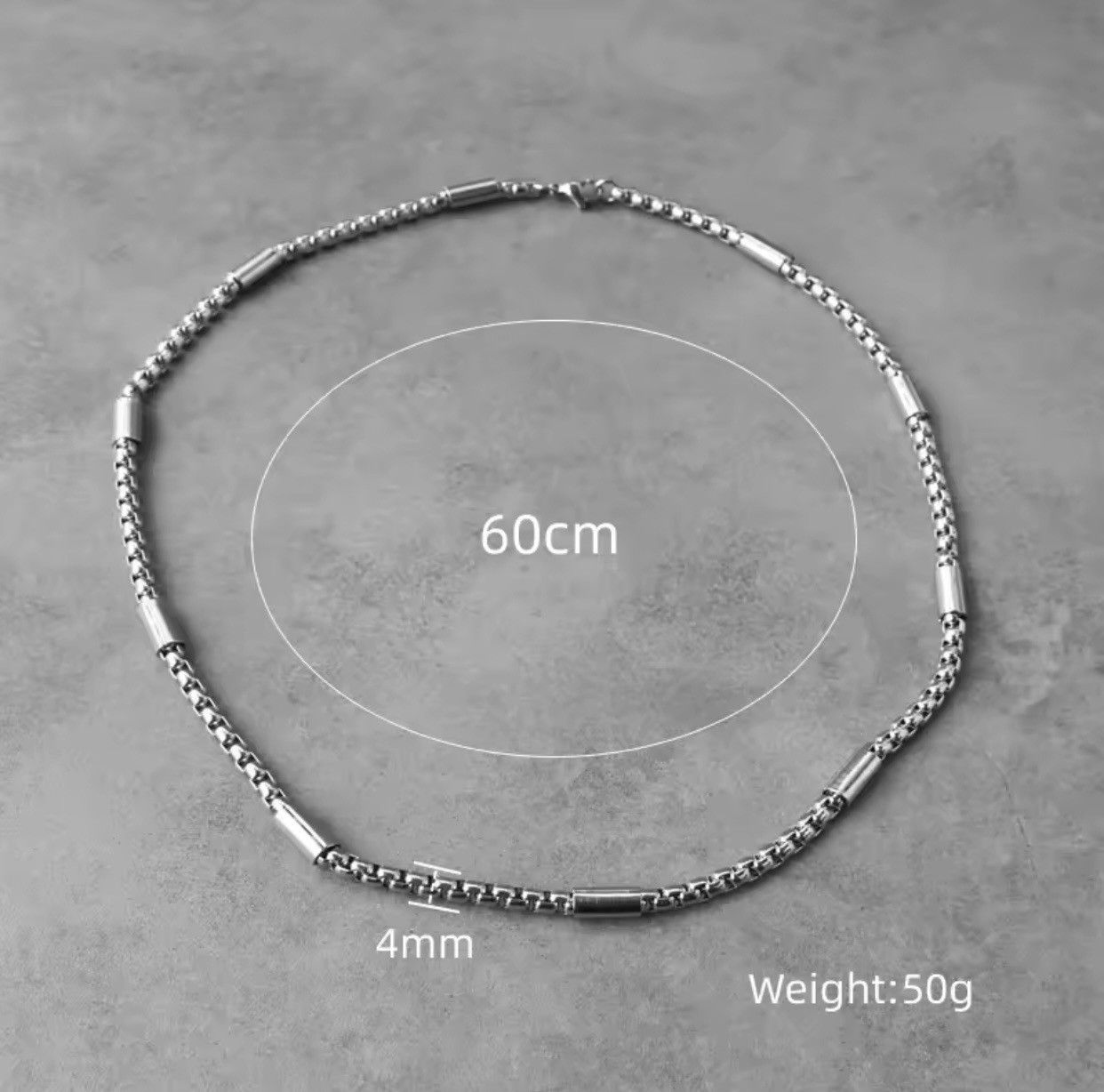 Jewelry 5mm Silver Color Round Box Chain Stainless Steel Chain Size ONE SIZE - 6 Thumbnail