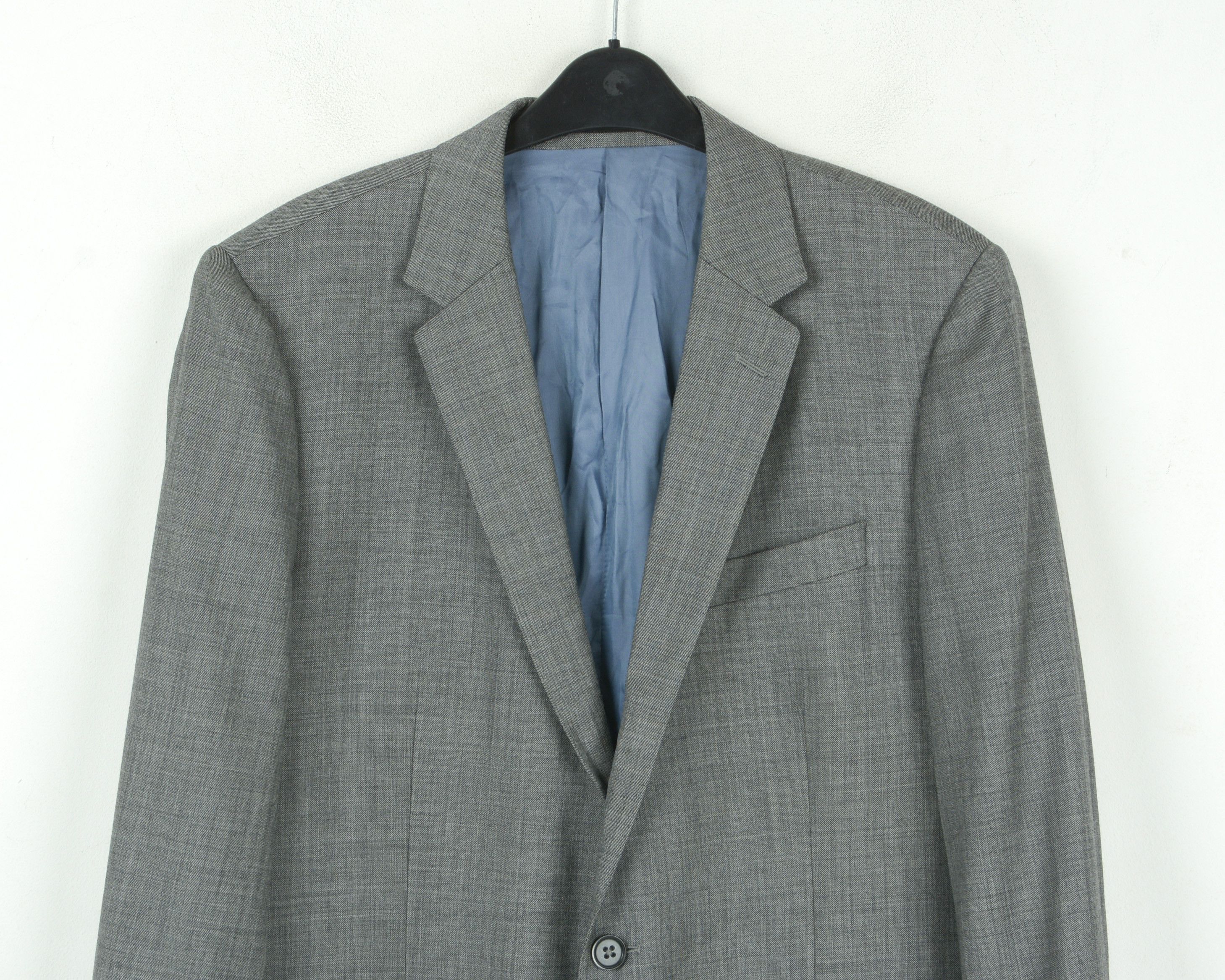 Designer STUDIO MILANO Textured Pattern Wool Blazer Jacket Grey Size 42R - 2 Thumbnail