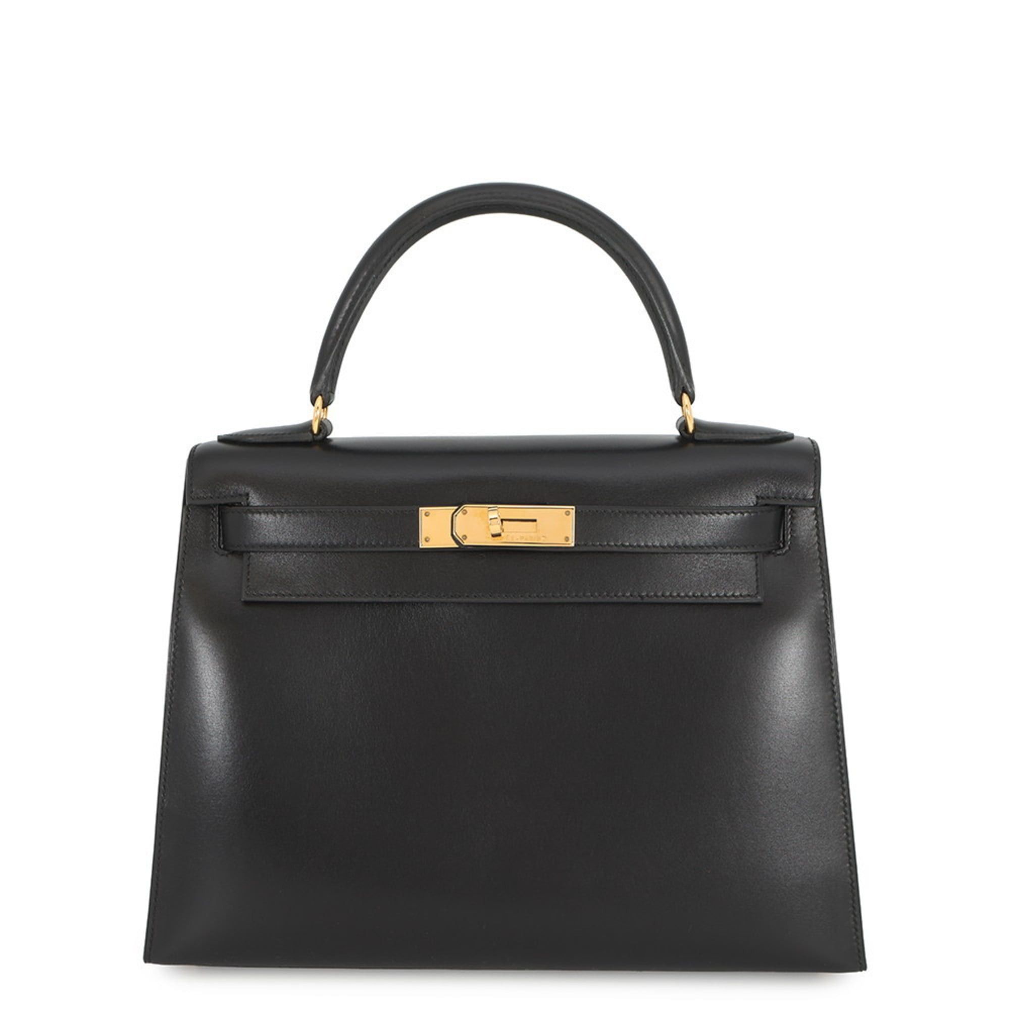 Hermès Kelly 28 handbag exterior stitching black box calf leather A stamp 2-way shoulder bag black Kelly women's HERMES