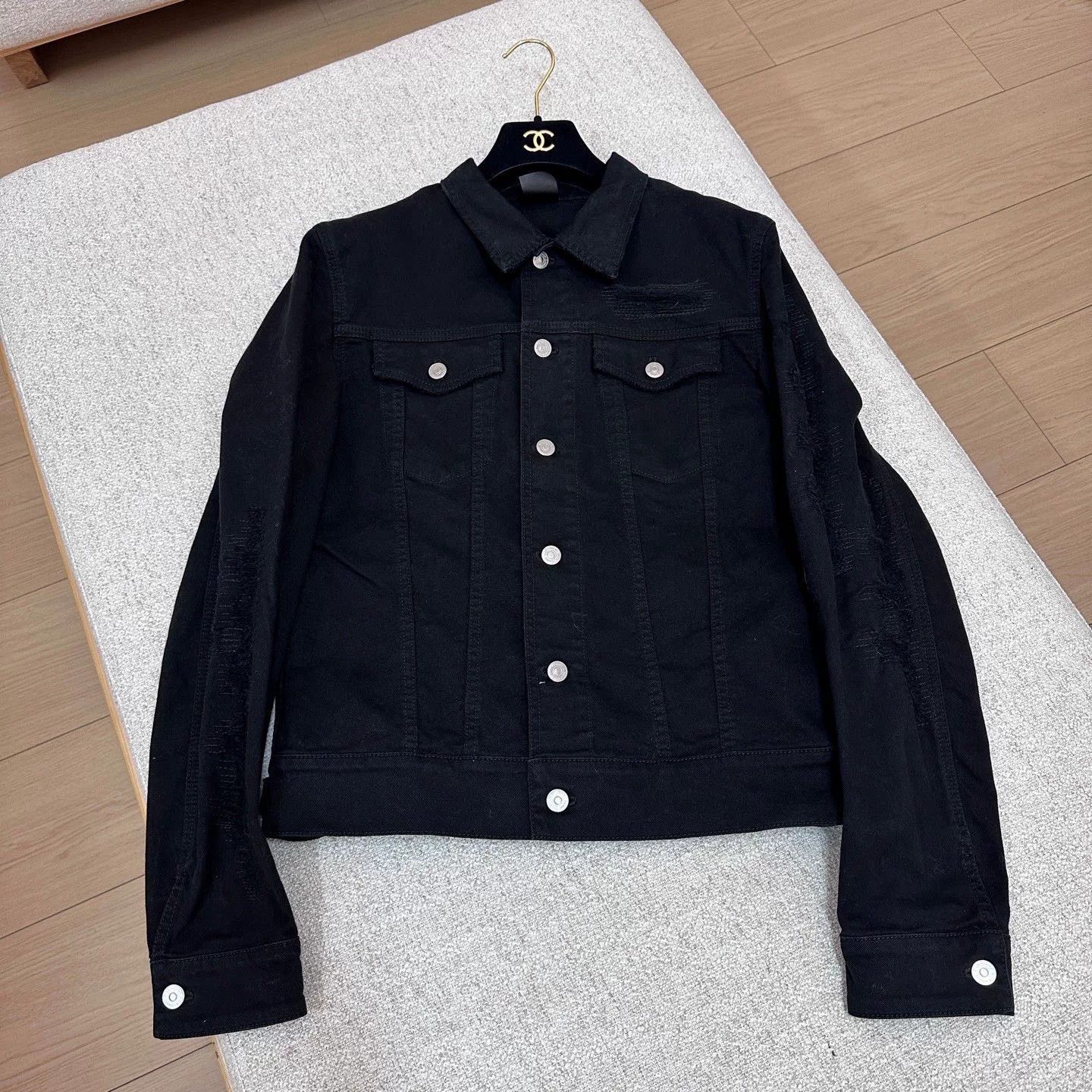 Dior Dior Distressed Black Denim Jacket Size US L / EU 52-54 / 3 - 1 Thumbnail