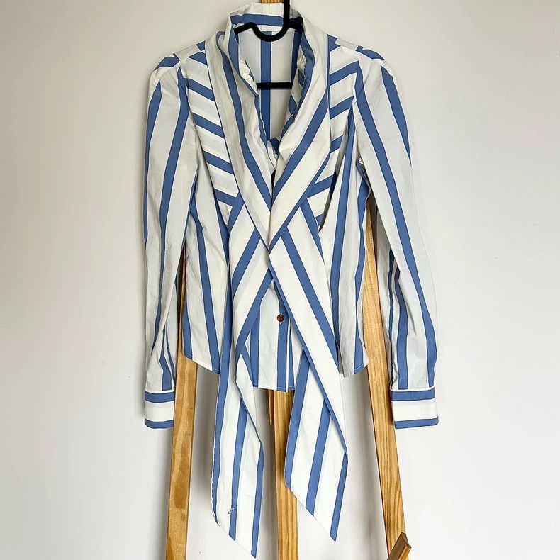 Vivienne Westwood Vivienne Westwood Blue striped bow tie shirt Size XS / US 0-2 / IT 36-38 - 2 Thumbnail