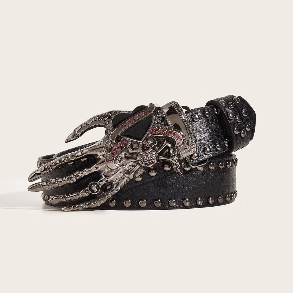 Japanese Brand Black hand skull heart belt Size ONE SIZE - 1 Thumbnail