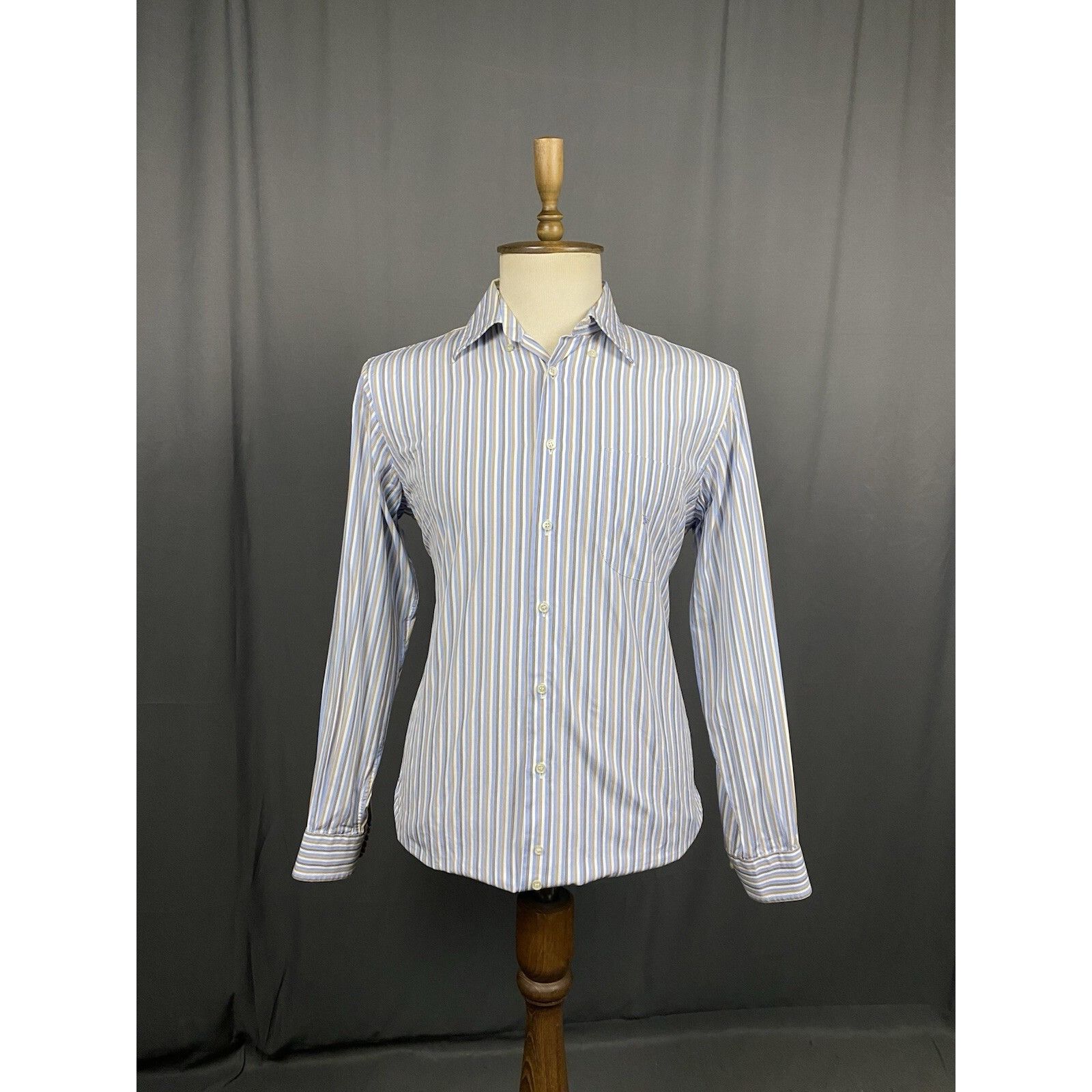Burberry Burberry Men's Blue Striped Longsleeve Striped Shirt Size 3 Size US L / EU 52-54 / 3 - 4 Thumbnail