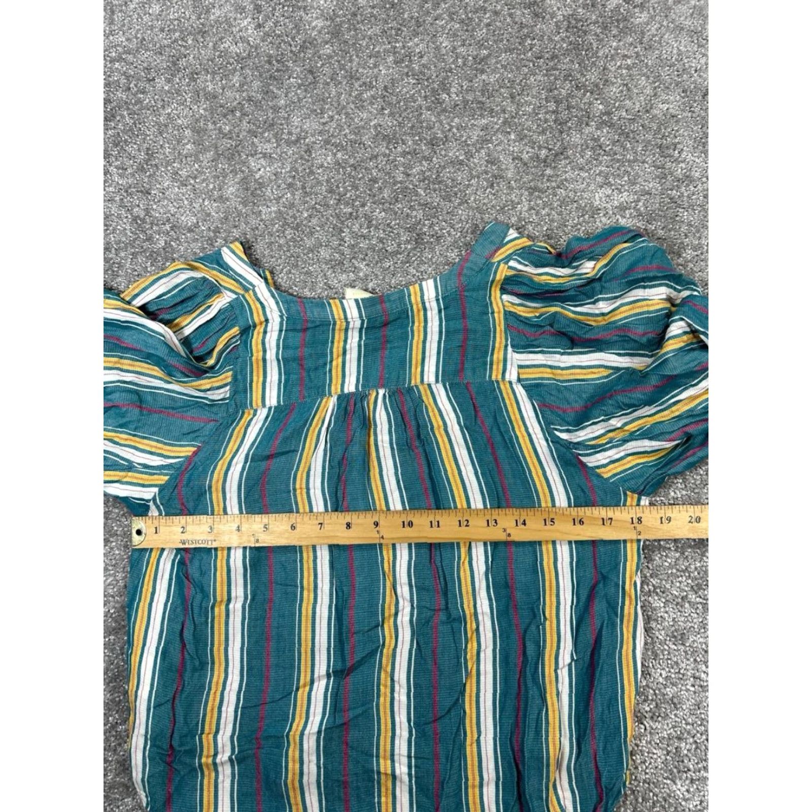 Vintage Maeve Womens Small Blue Yellow Red Shirt Blouse V-Neck Long Sleeve Rayon Casual Classic Knit Size S / US 4 / IT 40 - 6 Thumbnail