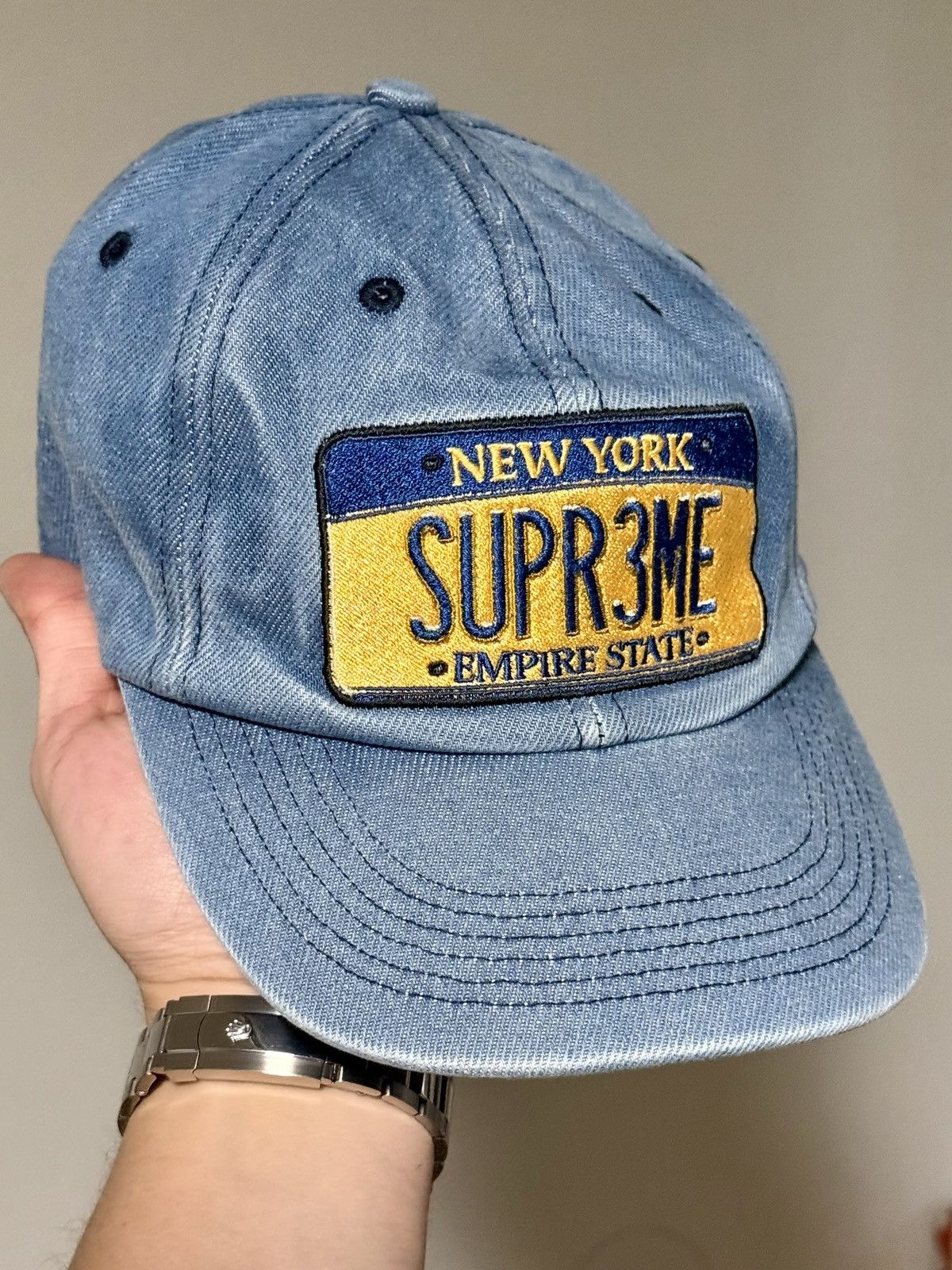 Supreme license plate 6-panel denim hat