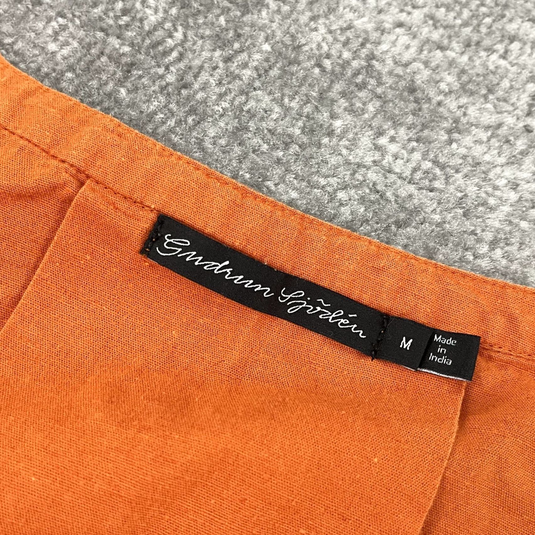 Vintage VINTAGE Gudrun Sjoden Dress Womens Medium Orange Pockets Linen Cotton Scoop Neck Casual Summer Size M / US 6-8 / IT 42-44 - 2 Thumbnail