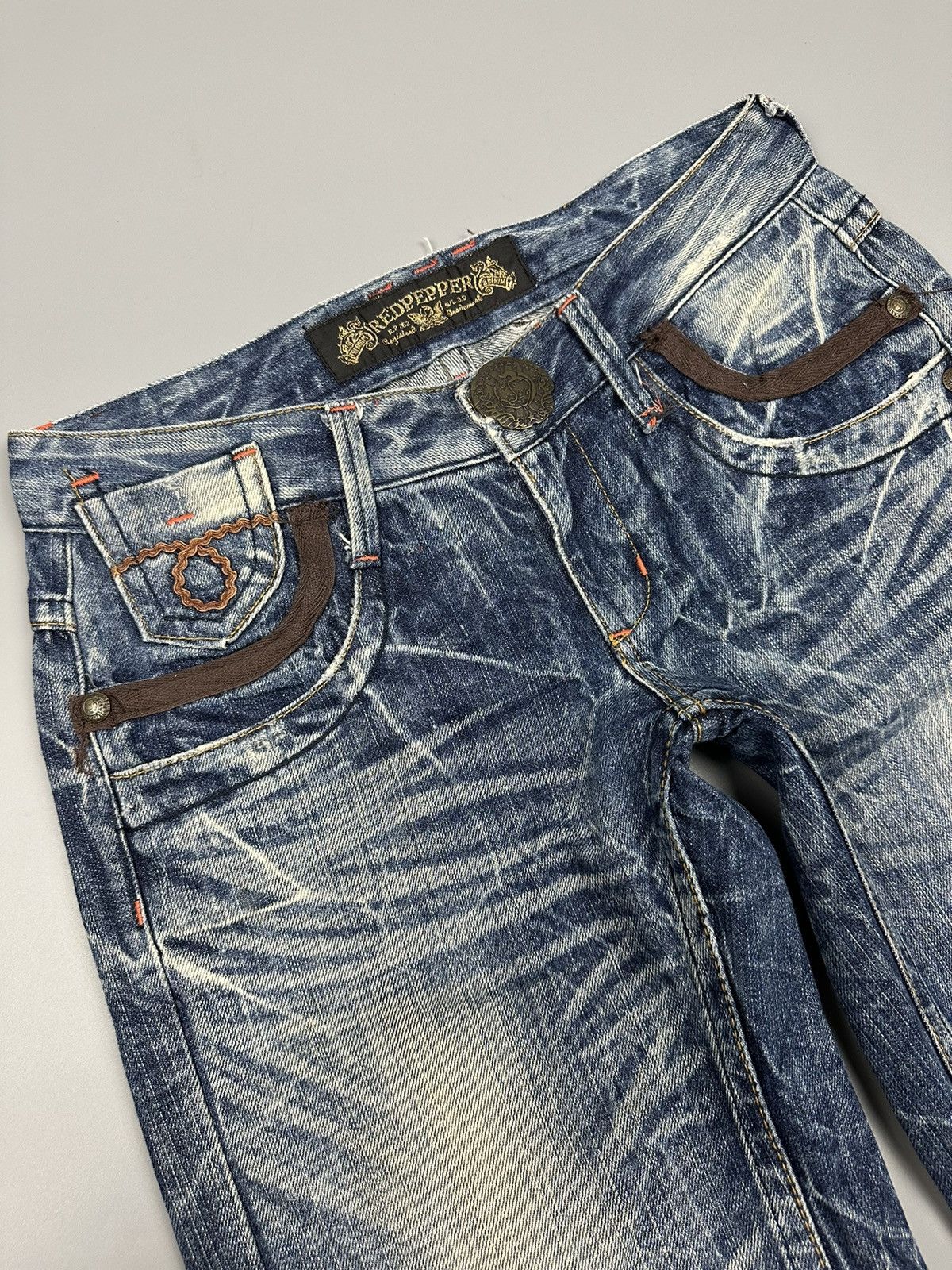 🔥Rare🔥Red Pepper Whiskered Baggy Flared Jeans