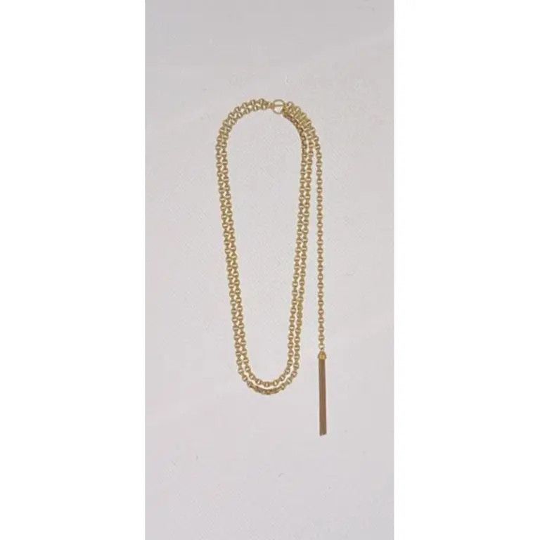 Saint Laurent Paris o1b1hav111124 Size: OS / Collier Double Chaine Necklace Gold Size ONE SIZE - 1 Thumbnail