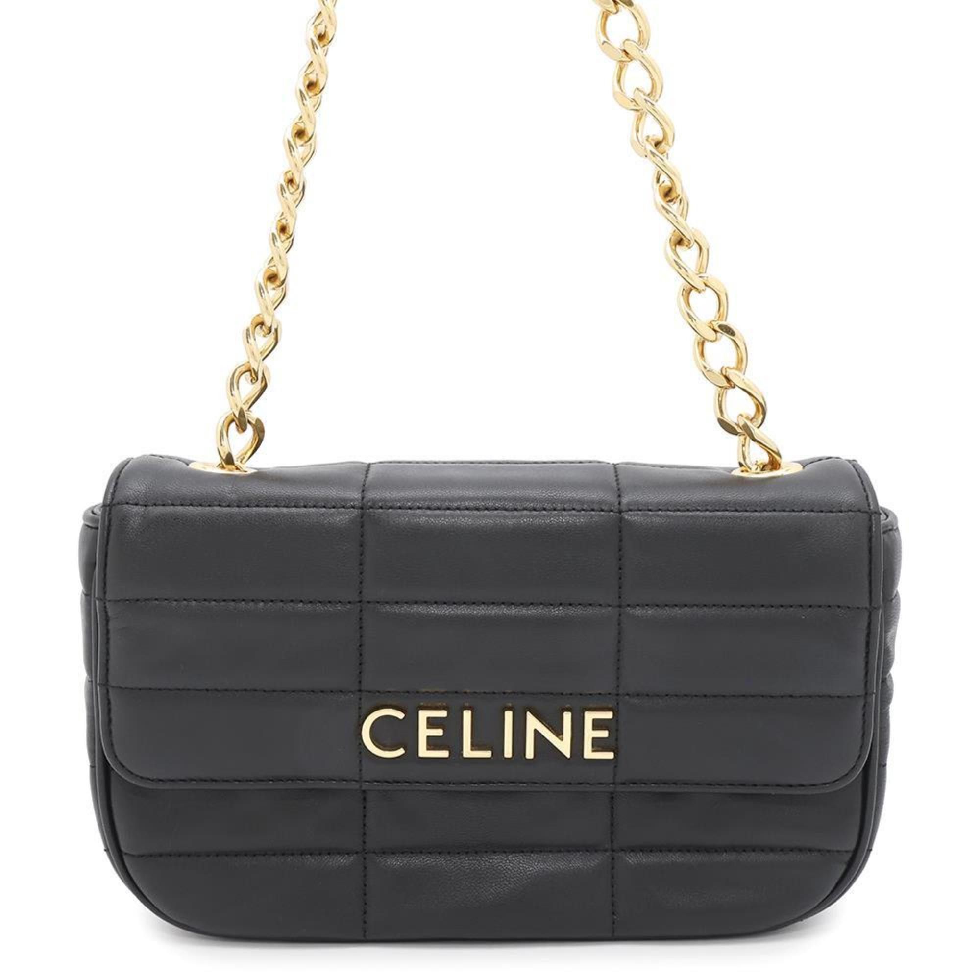 Celine Chain Shoulder Bag Monochrome 111273Epz Black, Women's
