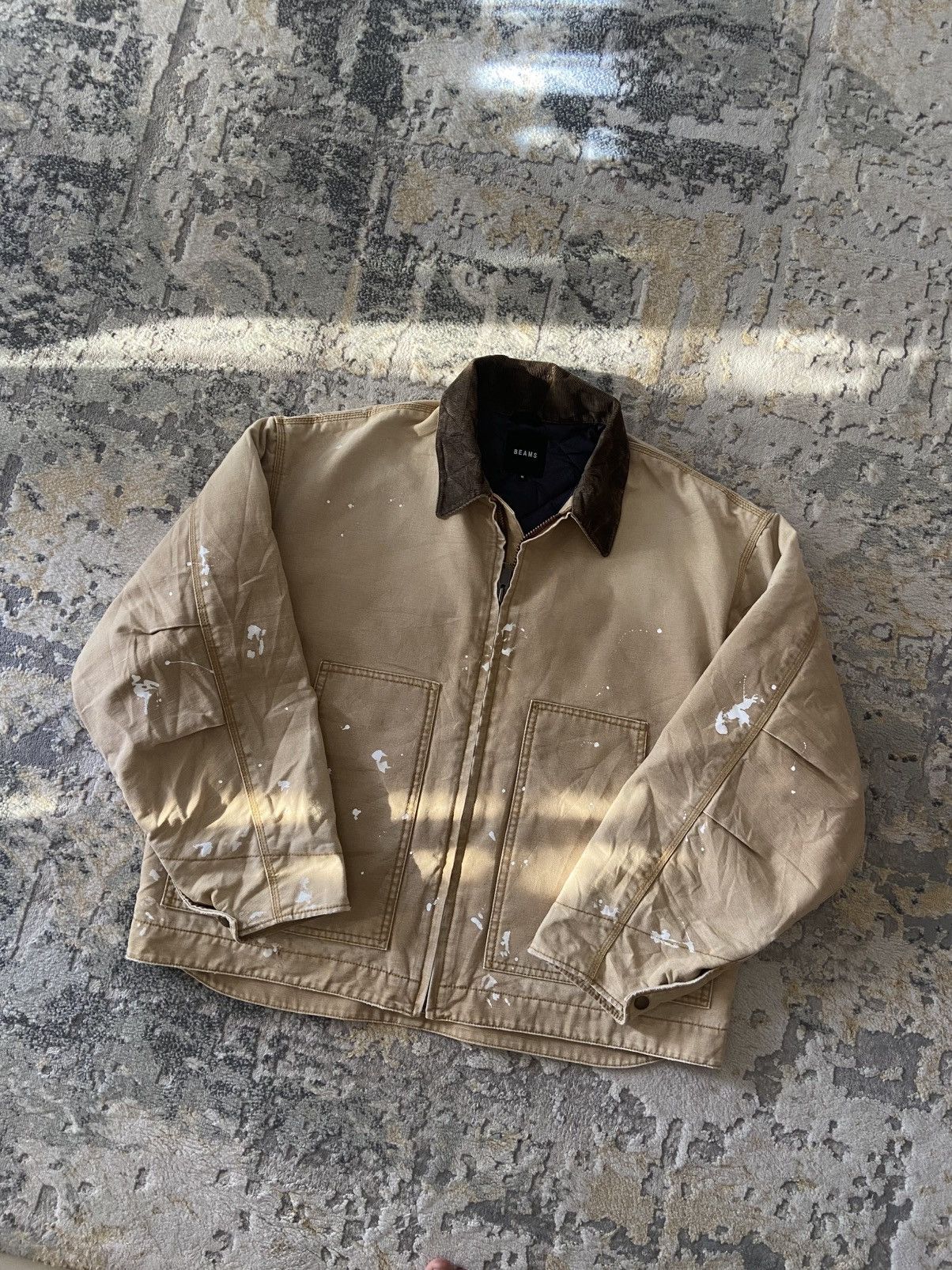 Beams Japan FW22 BEAMS PAINT SPLASH DETROIT JACKET BEIGE Size US M / EU 48-50 / 2 - 1 Thumbnail
