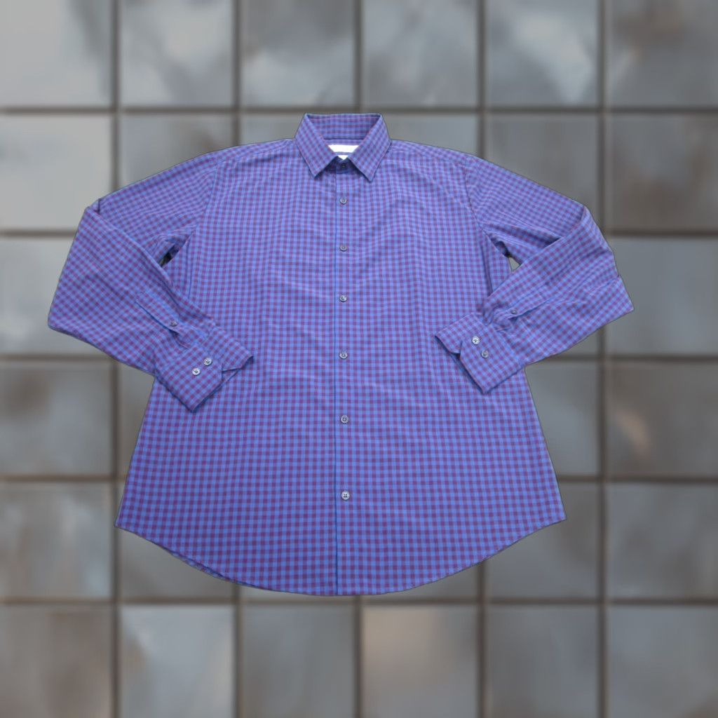 Mizzen+Main Mizzen+Main Leeward Shirt Mens Medium Blue Purple Check Dress Shirt Size 40R - 1 Thumbnail