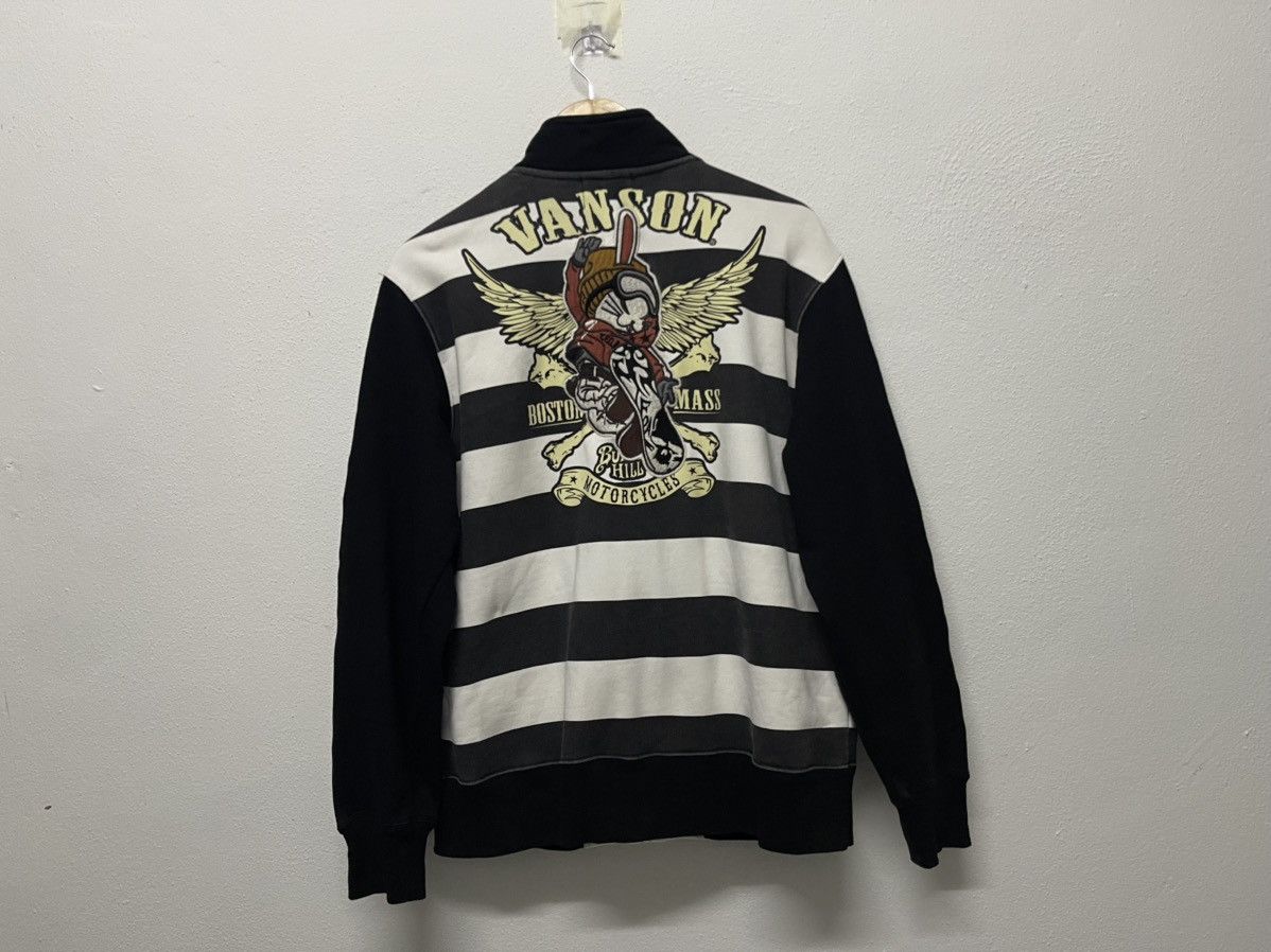 Japanese Brand × Vanson Leathers × Vintage 2000s VANSON X T.F.O.A STRIPES EMBROIDERED ZIPPER SWEATER Size US L / EU 52-54 / 3 - 3 Thumbnail