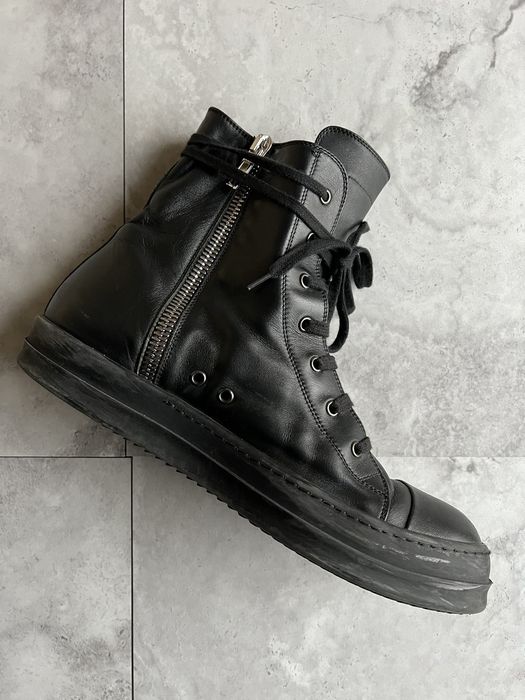 Rick Owens Triple Black Leather Ramones | Grailed