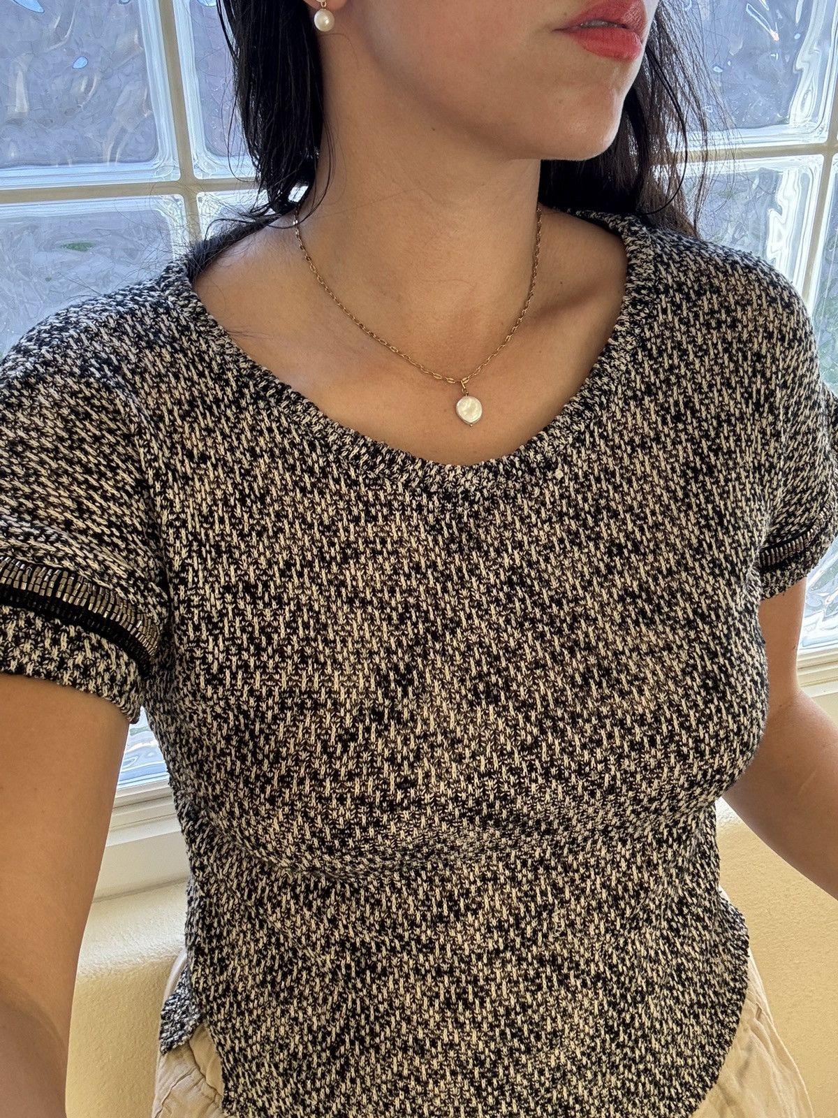 Vintage Mya women’s small beaded embellished grey black blouse metal Size S / US 4 / IT 40 - 1 Thumbnail
