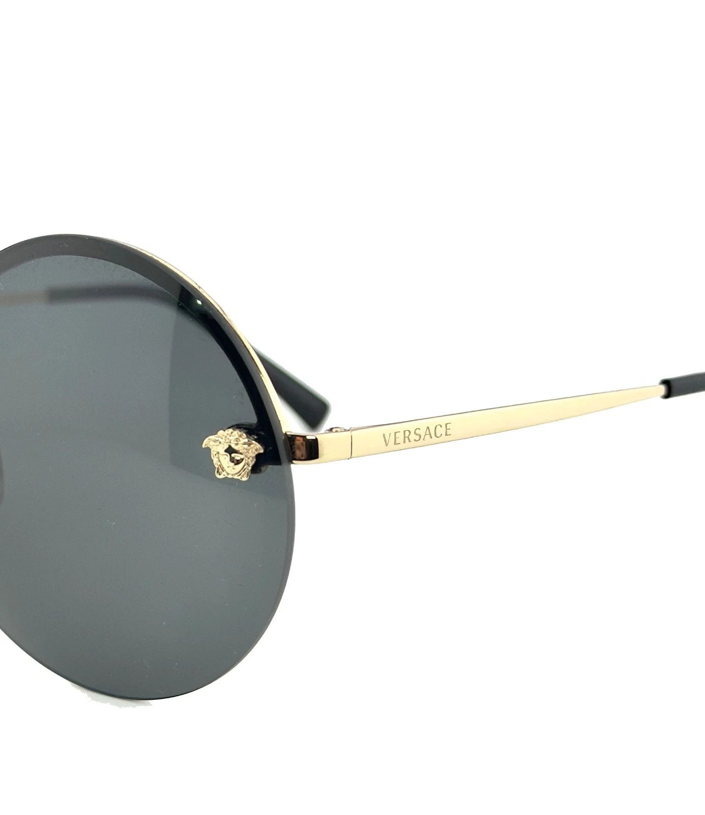 Versace VERSACE VE2176 GLAM Stud Medusa 2176 Black Round Sunglasses Size ONE SIZE - 9 Thumbnail