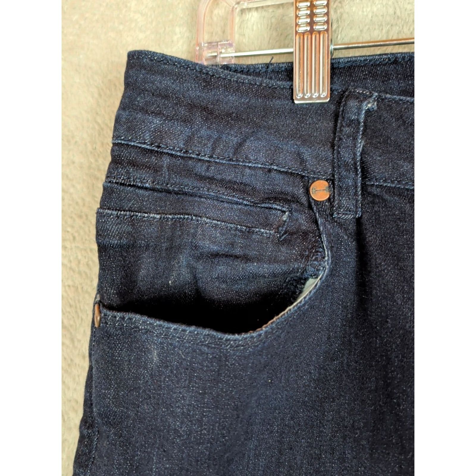 Vintage Barbell Apparel Jeans Mens 34x32 Straight Athletic Fit Stretch Dark Blue Denim 5-Pocket USA Preppy Classic Solid Blue Mid Rise Mens Jeans Size US 34 / EU 50 - 4 Thumbnail