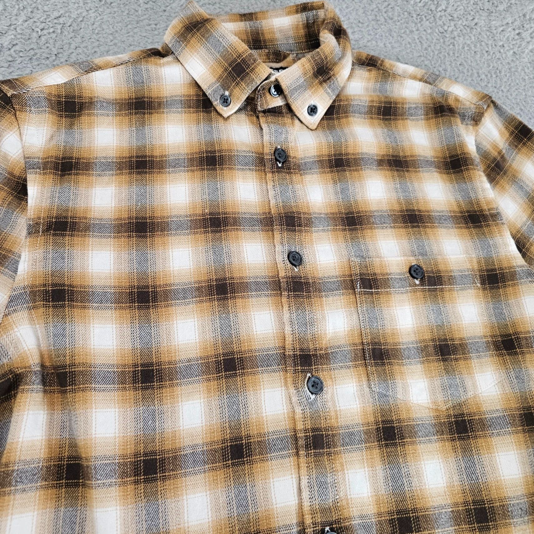 Express Express Shirt Mens XS Brown Plaid Knit Cotton Long Sleeve Button-Up Size US XS / EU 42 / 0 - 2 Thumbnail