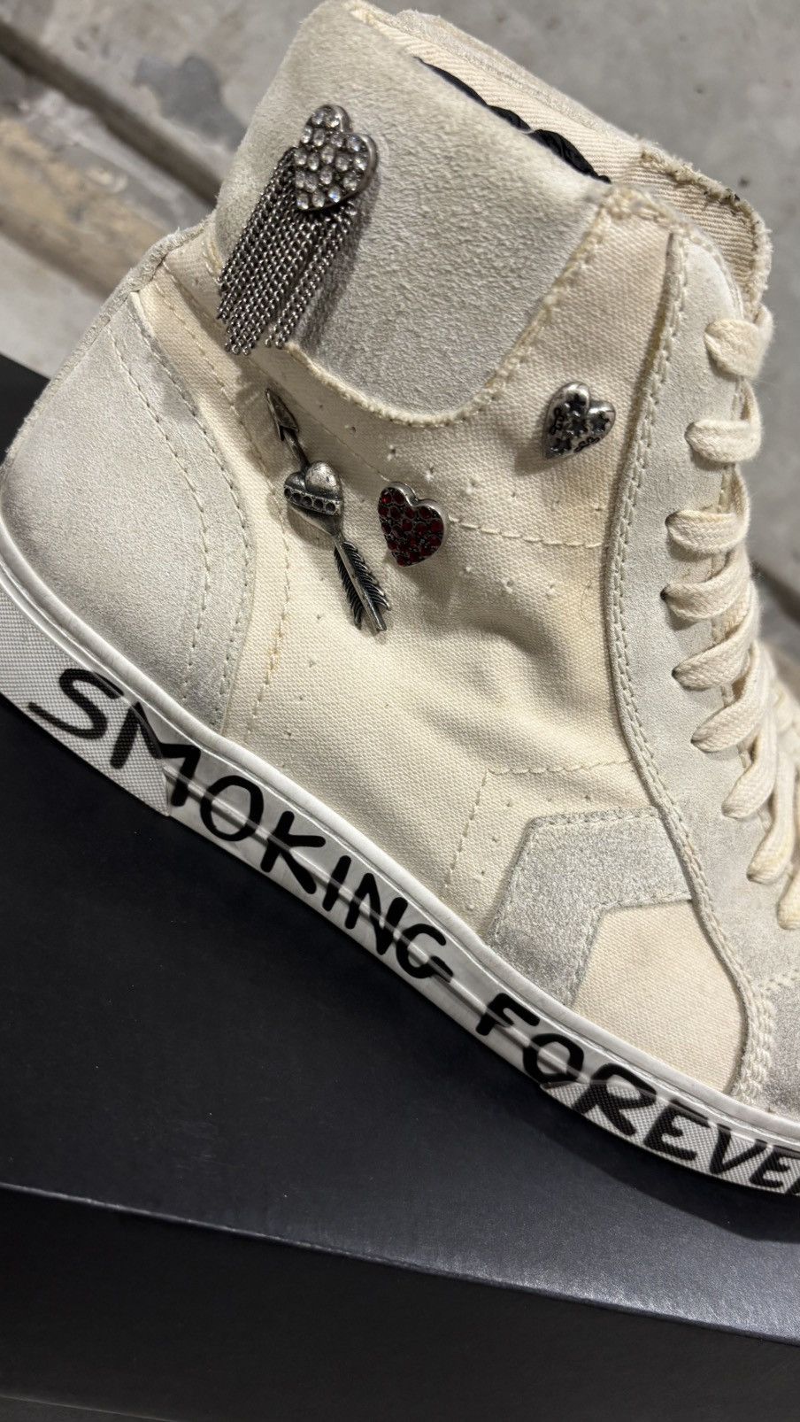 Saint Laurent Paris Saint Laurent Paris “Smoking Forever” High Top Sneaker Size US 11 / EU 44 - 3 Thumbnail